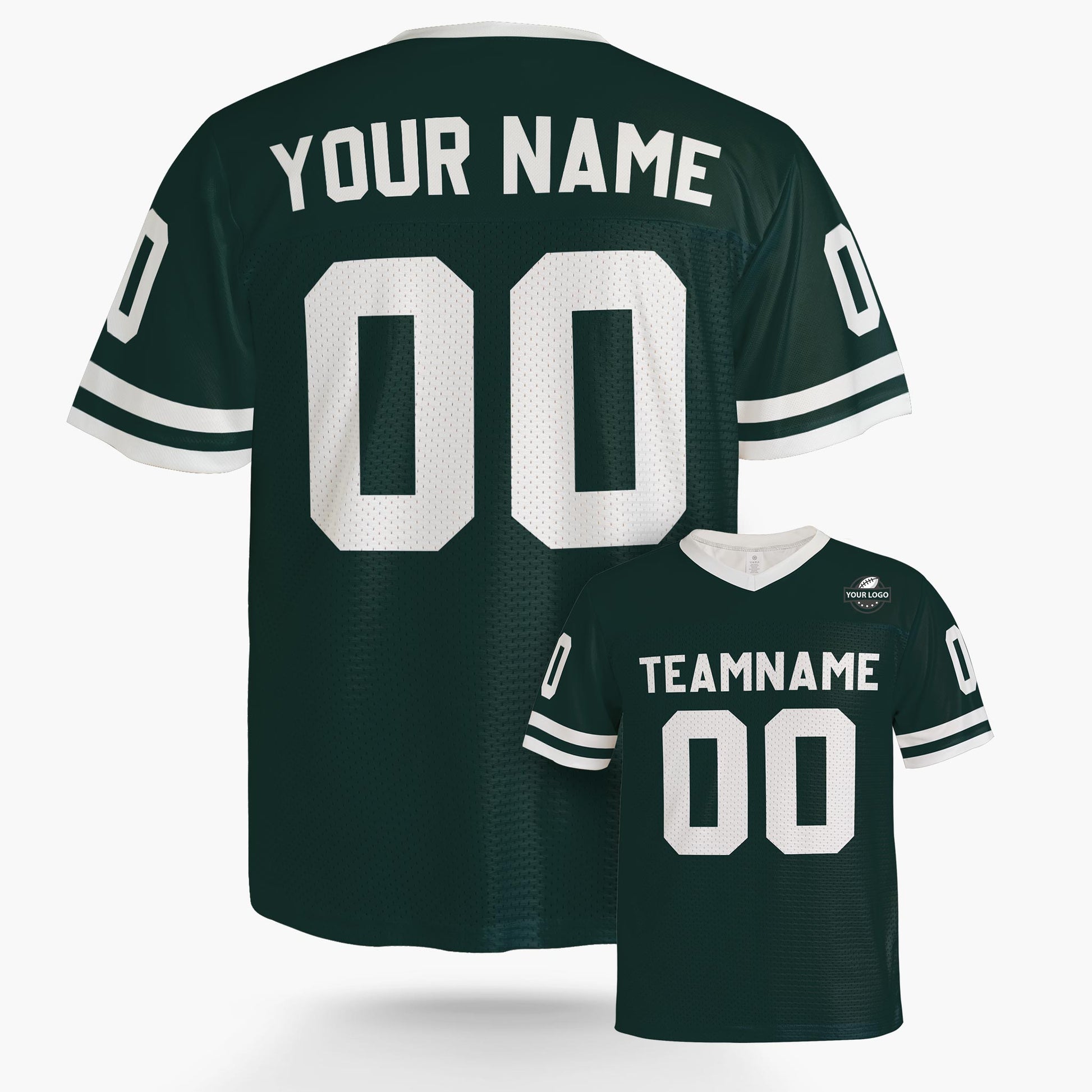 Custom Football Jersey Dark Green and White - Design Your Own