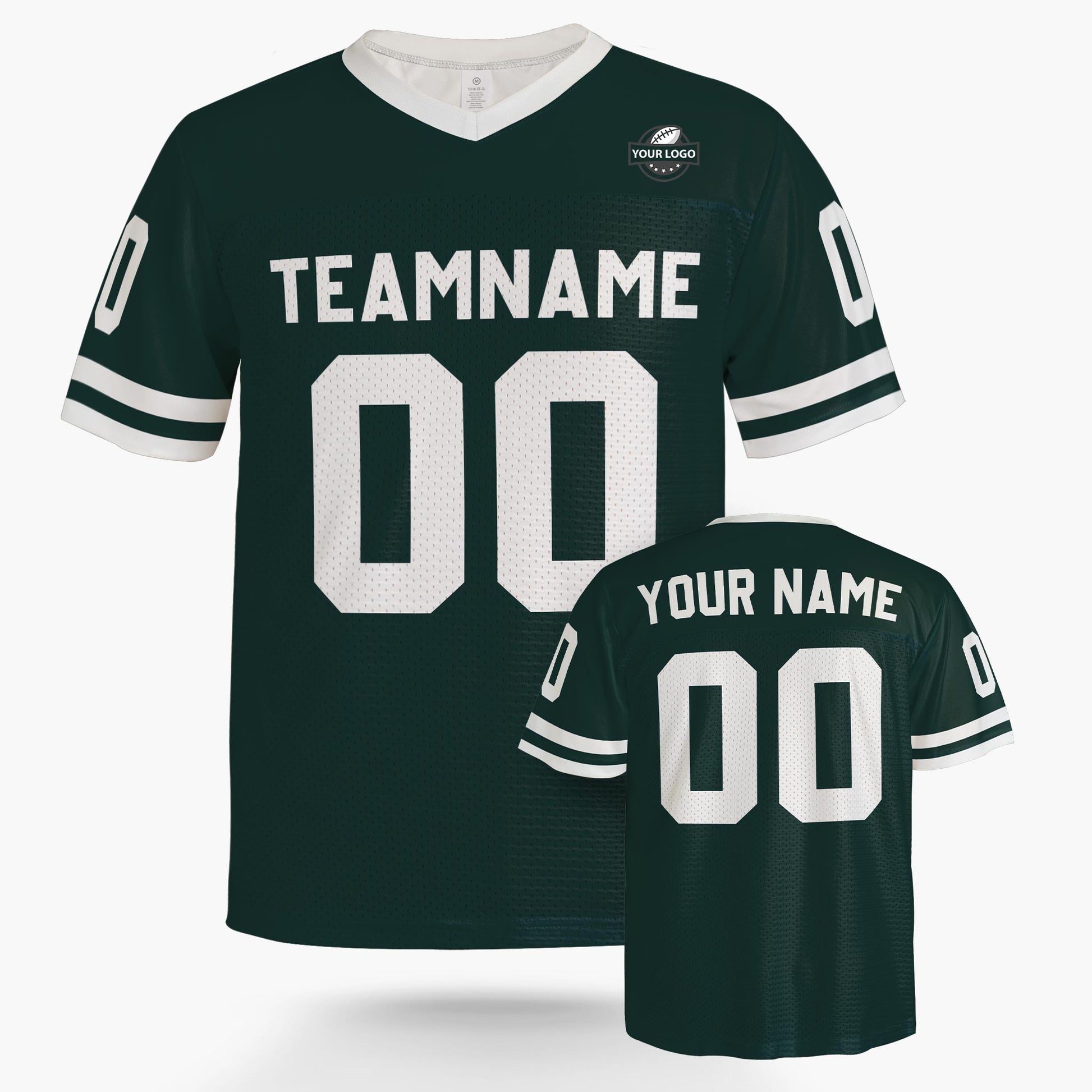 Custom Football Jersey Dark Green and White - Design Your Own