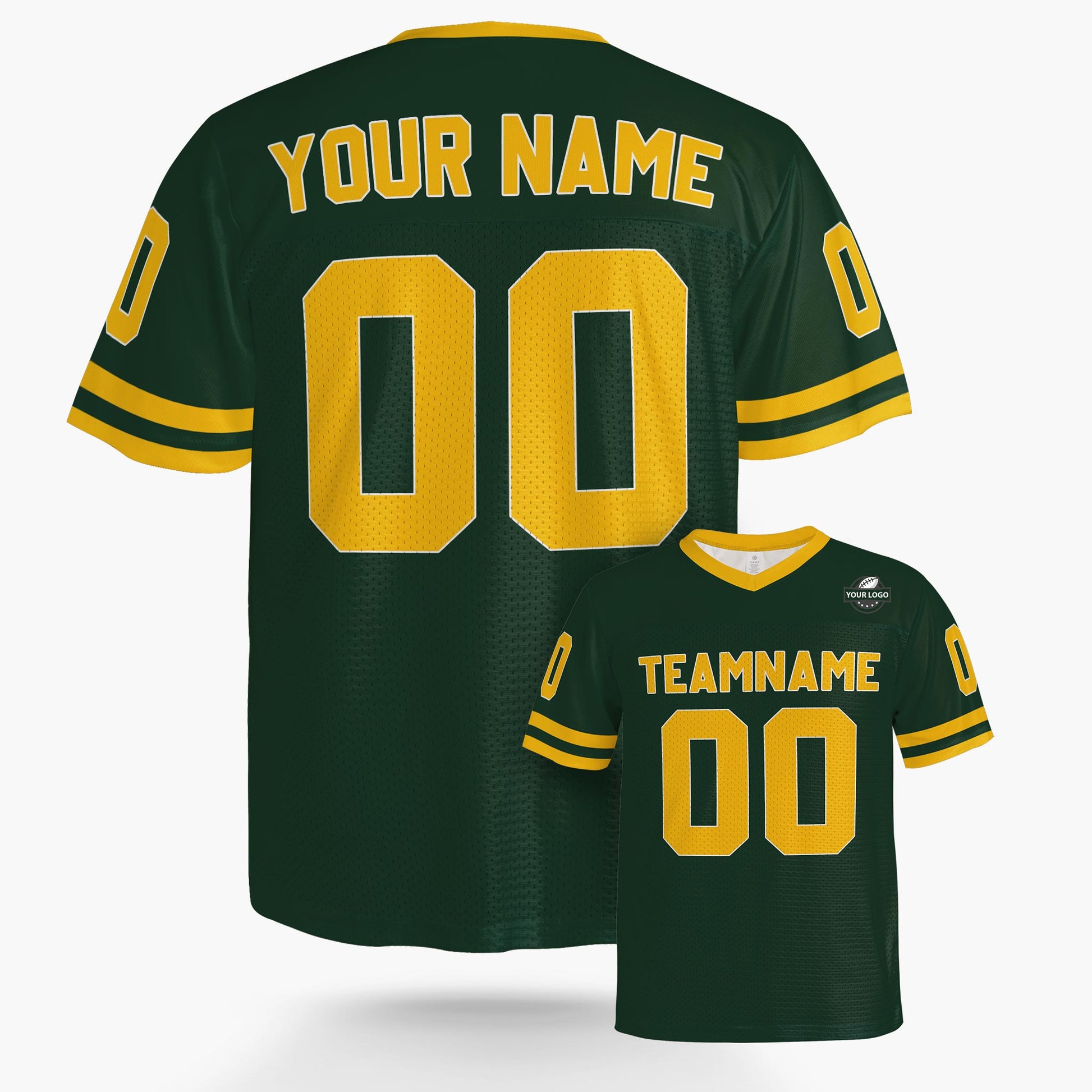 Custom Football Jersey Dark Green and Yellow - Design Your Own