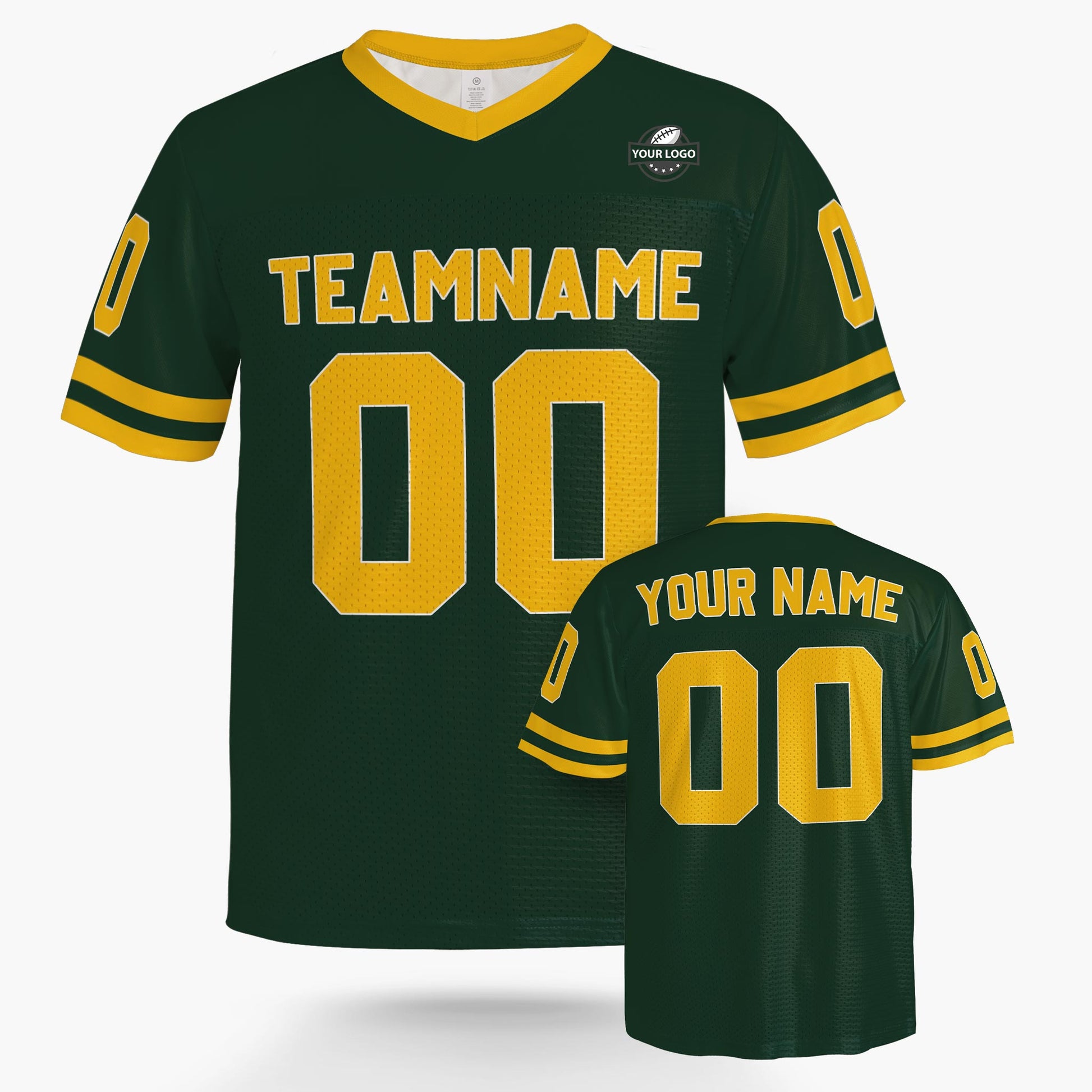 Custom Football Jersey Dark Green and Yellow - Design Your Own