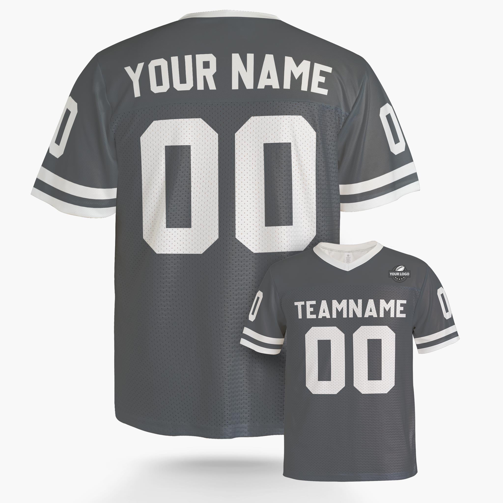 Custom Football Jersey Gray and White - Design Your Own