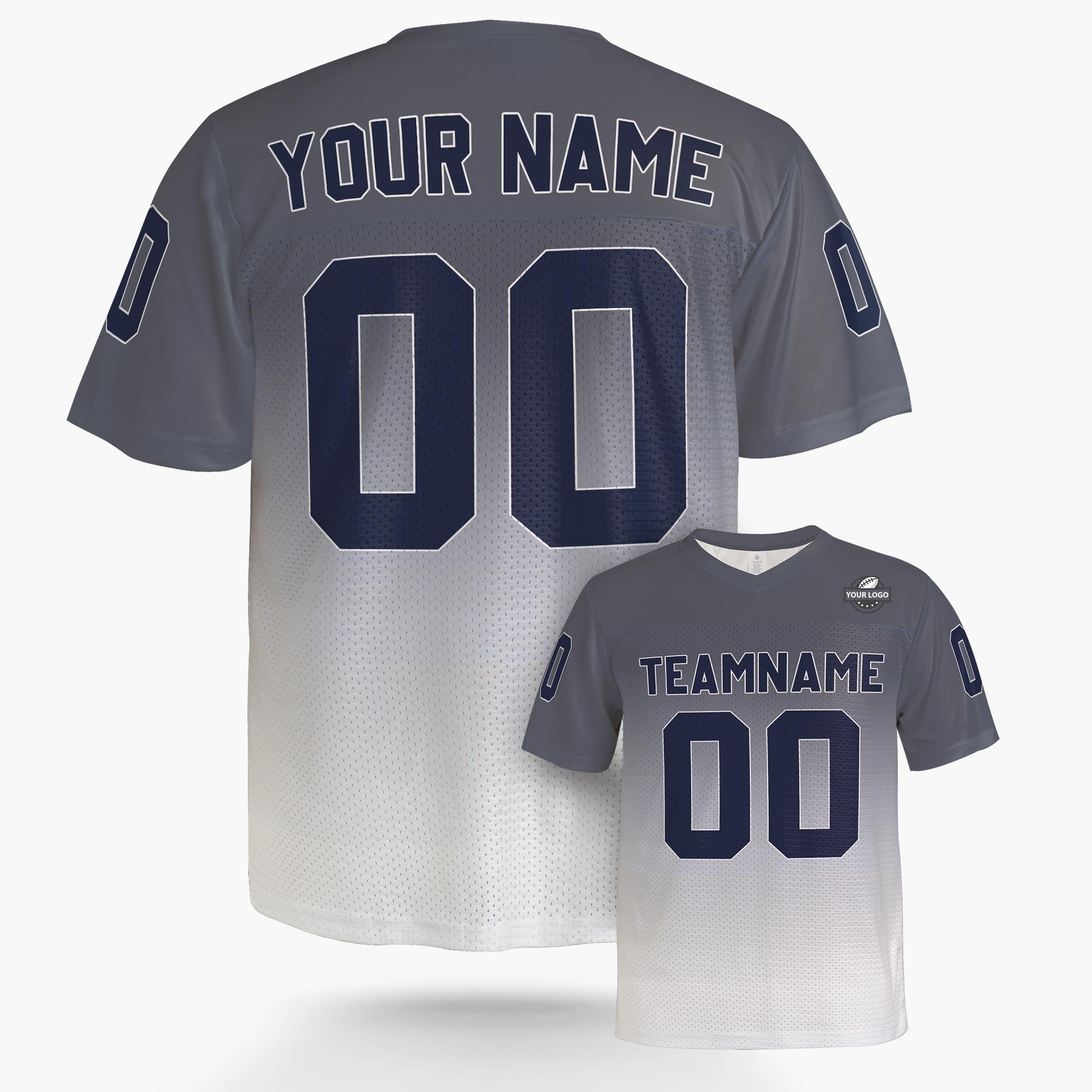 Custom Football Jersey Gray and White Gradient - Design Your Own