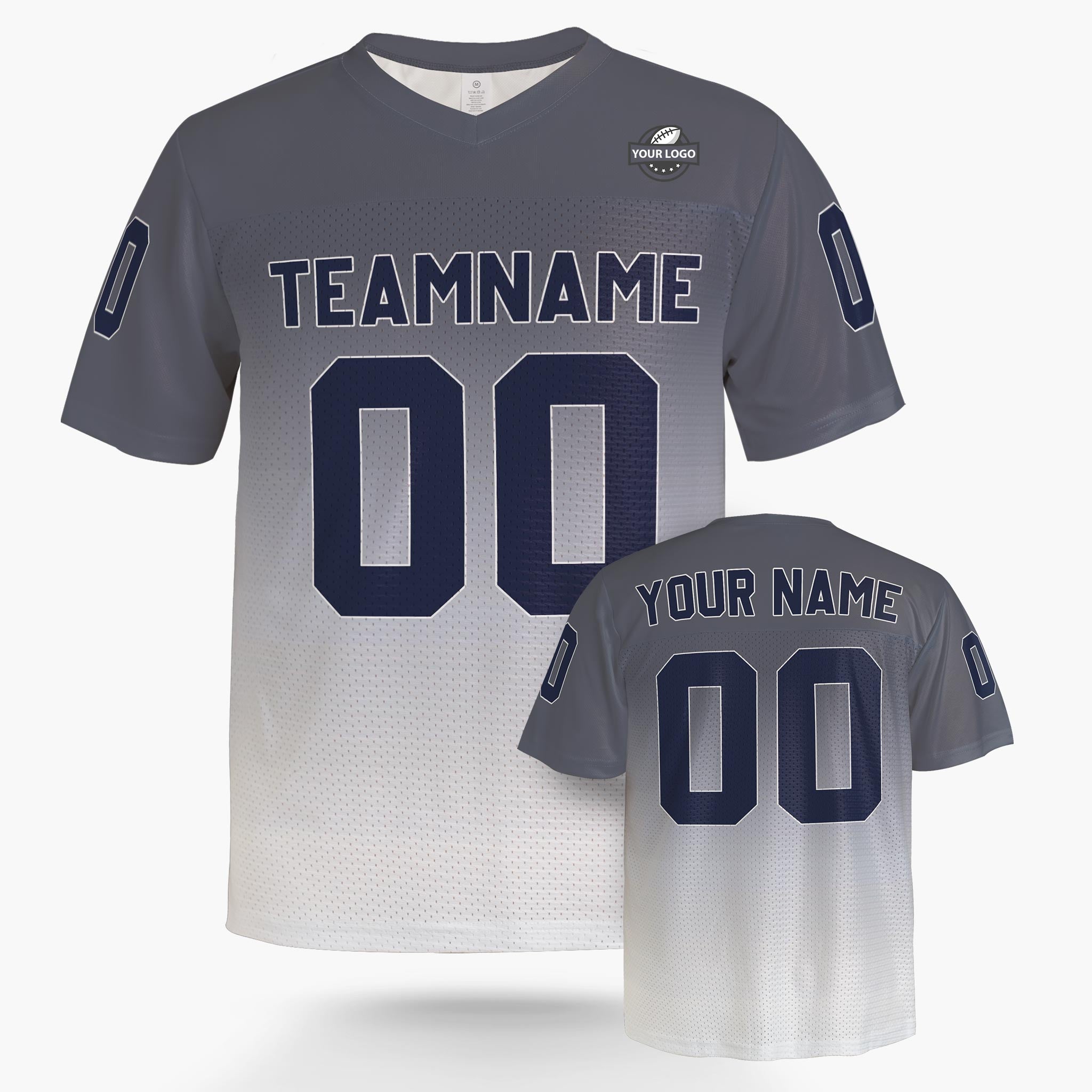 Custom Football Jersey Gray and White Gradient - Design Your Own