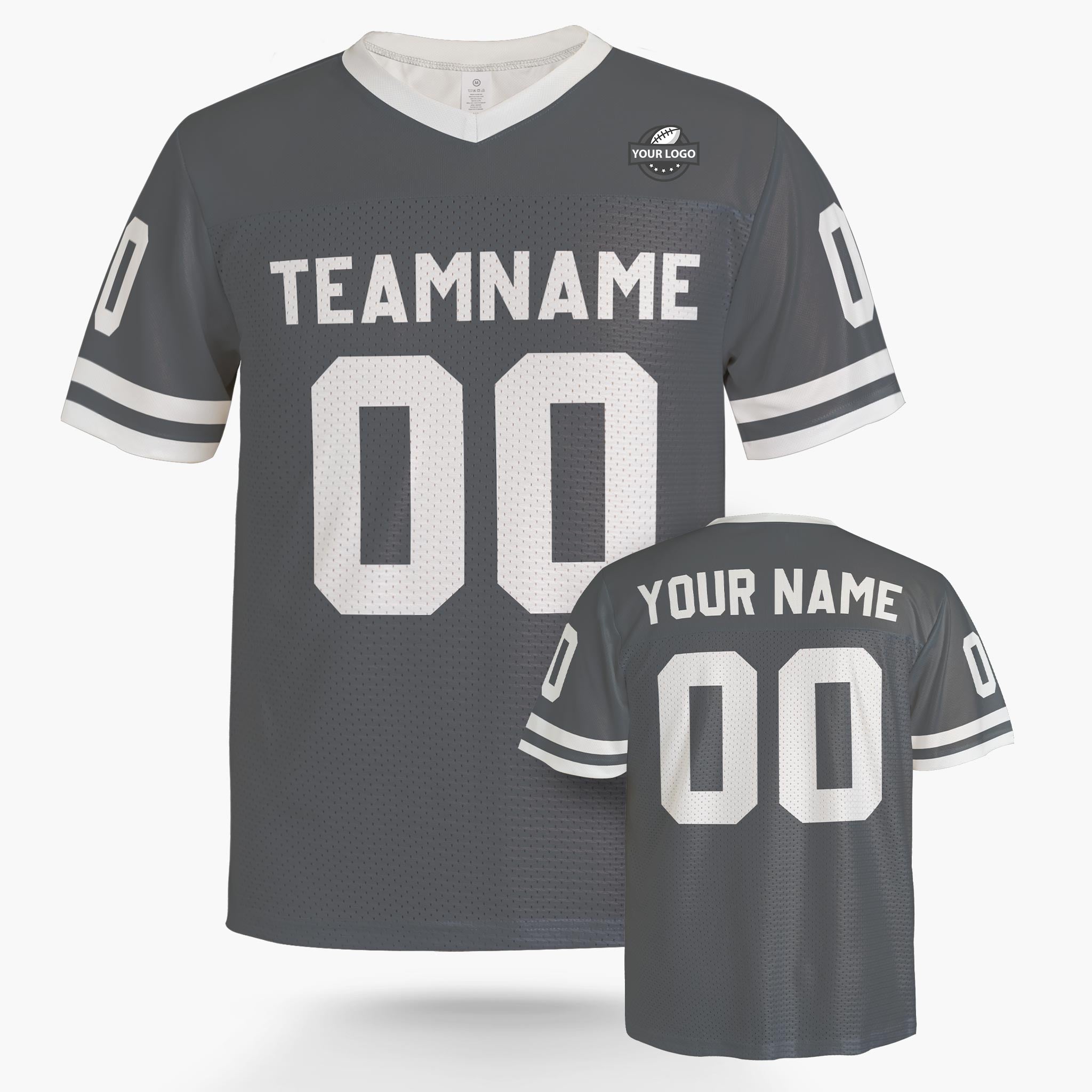 Custom Football Jersey Gray and White - Design Your Own