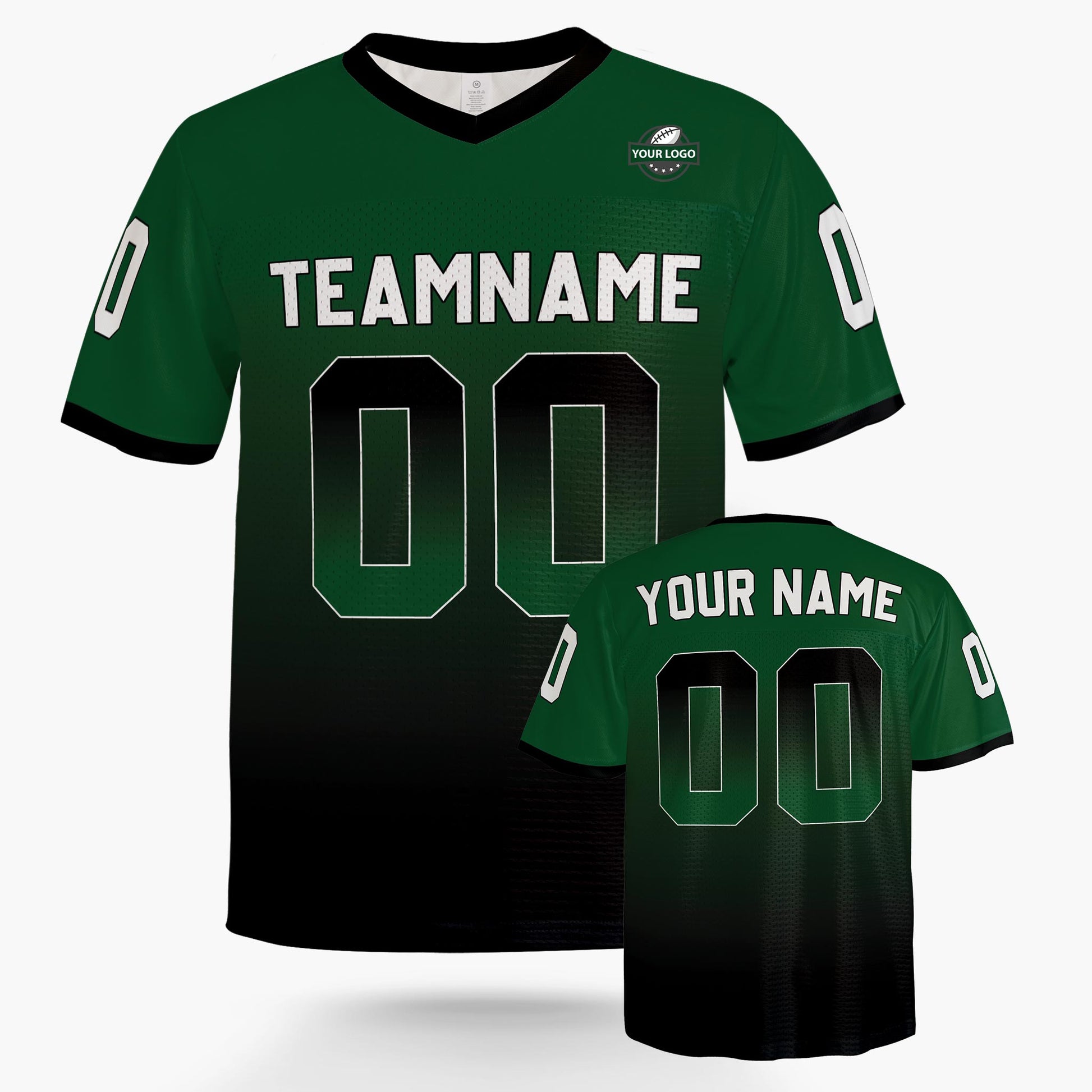 Custom Football Jersey Green and Black Gradient - Design Your Own