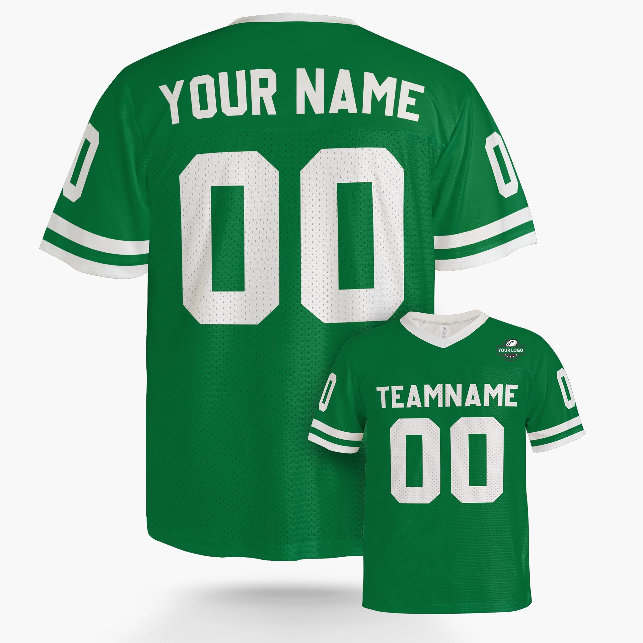 Custom Football Jersey Green and White - Design Your Own