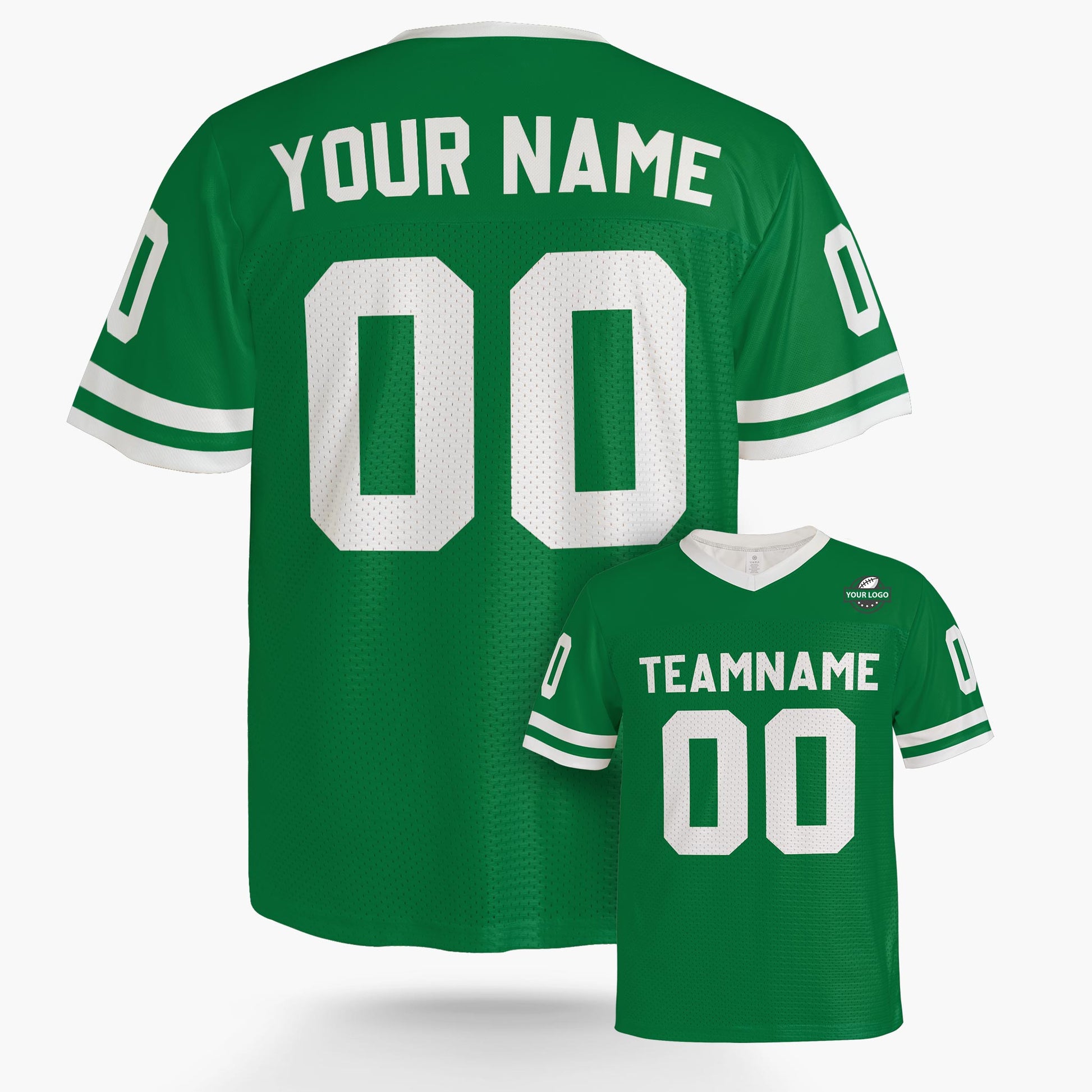 Custom Football Jersey Green and White - Design Your Own