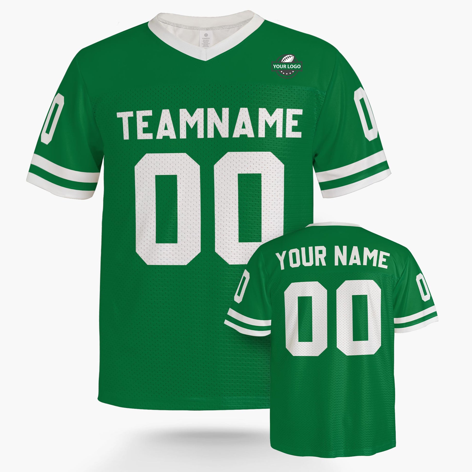 Custom Football Jersey Green and White - Design Your Own