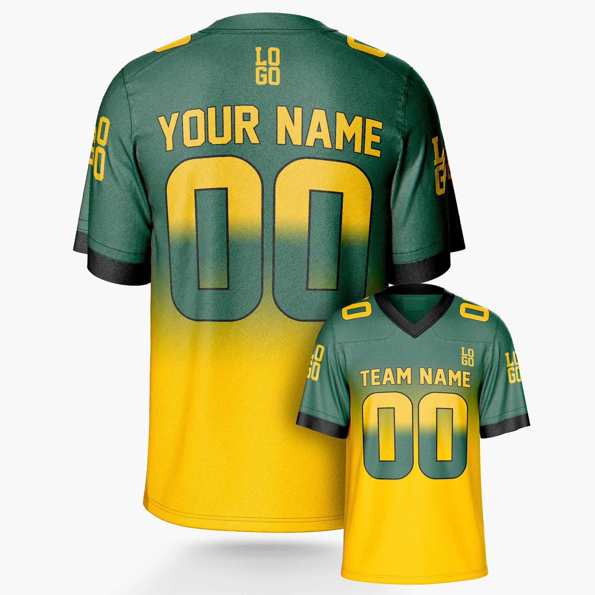 Custom Football Jersey Green and Yellow - Design Your Own