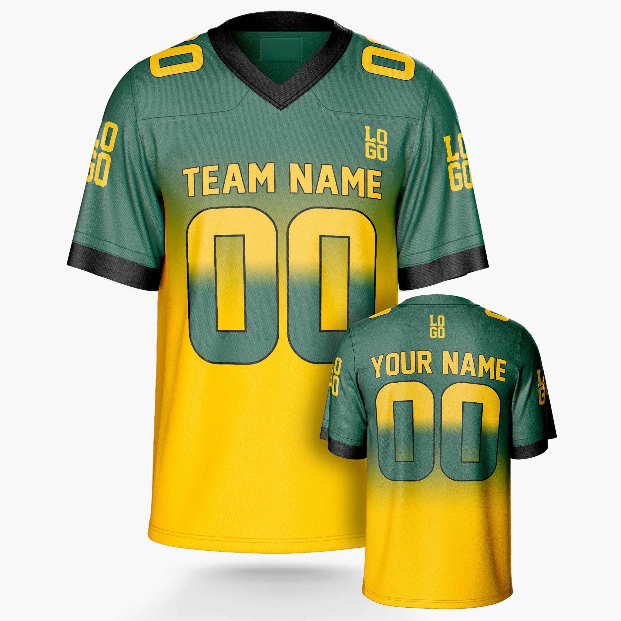 Custom Football Jersey Green and Yellow - Design Your Own