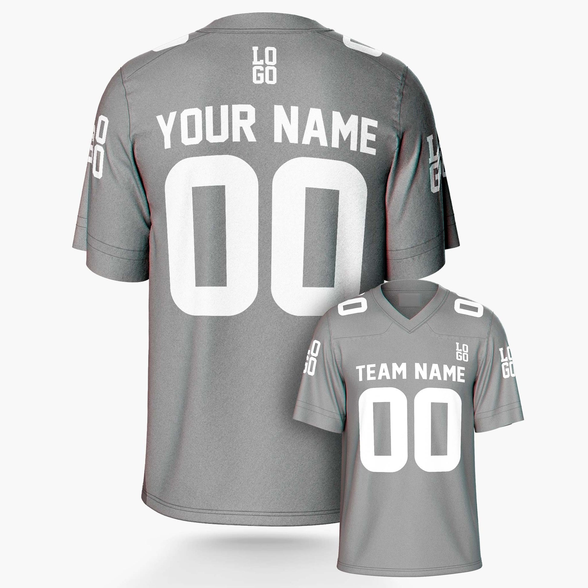 Custom Football Jersey Silver and White - Design Your Own