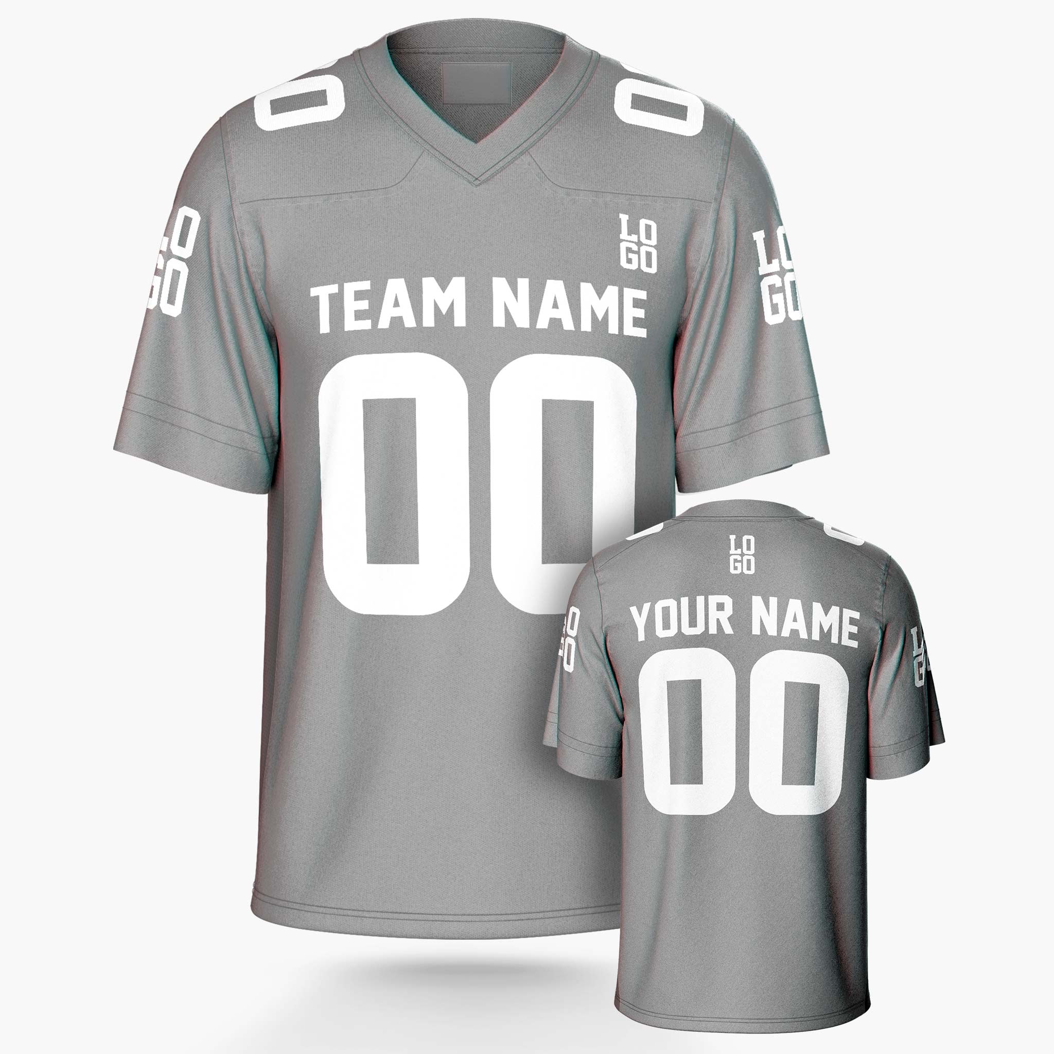 Custom Football Jersey Silver and White - Design Your Own