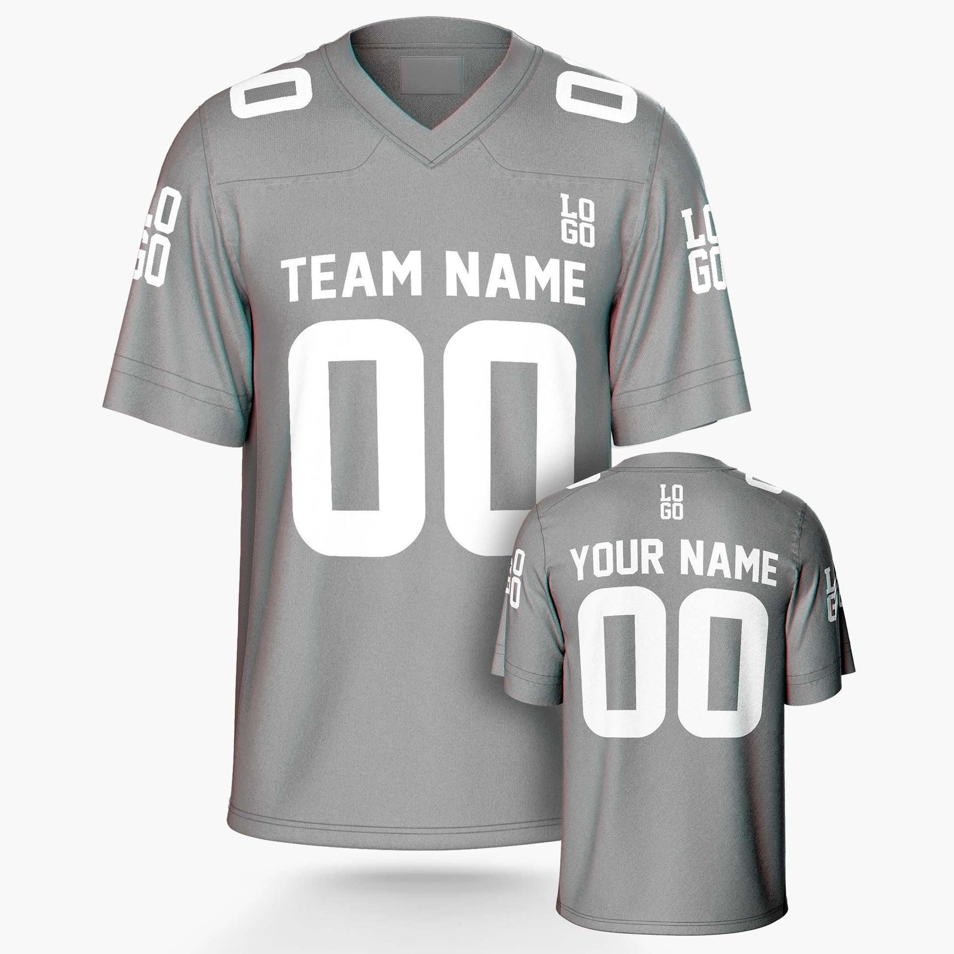 Custom Football Jersey Silver and White - Design Your Own