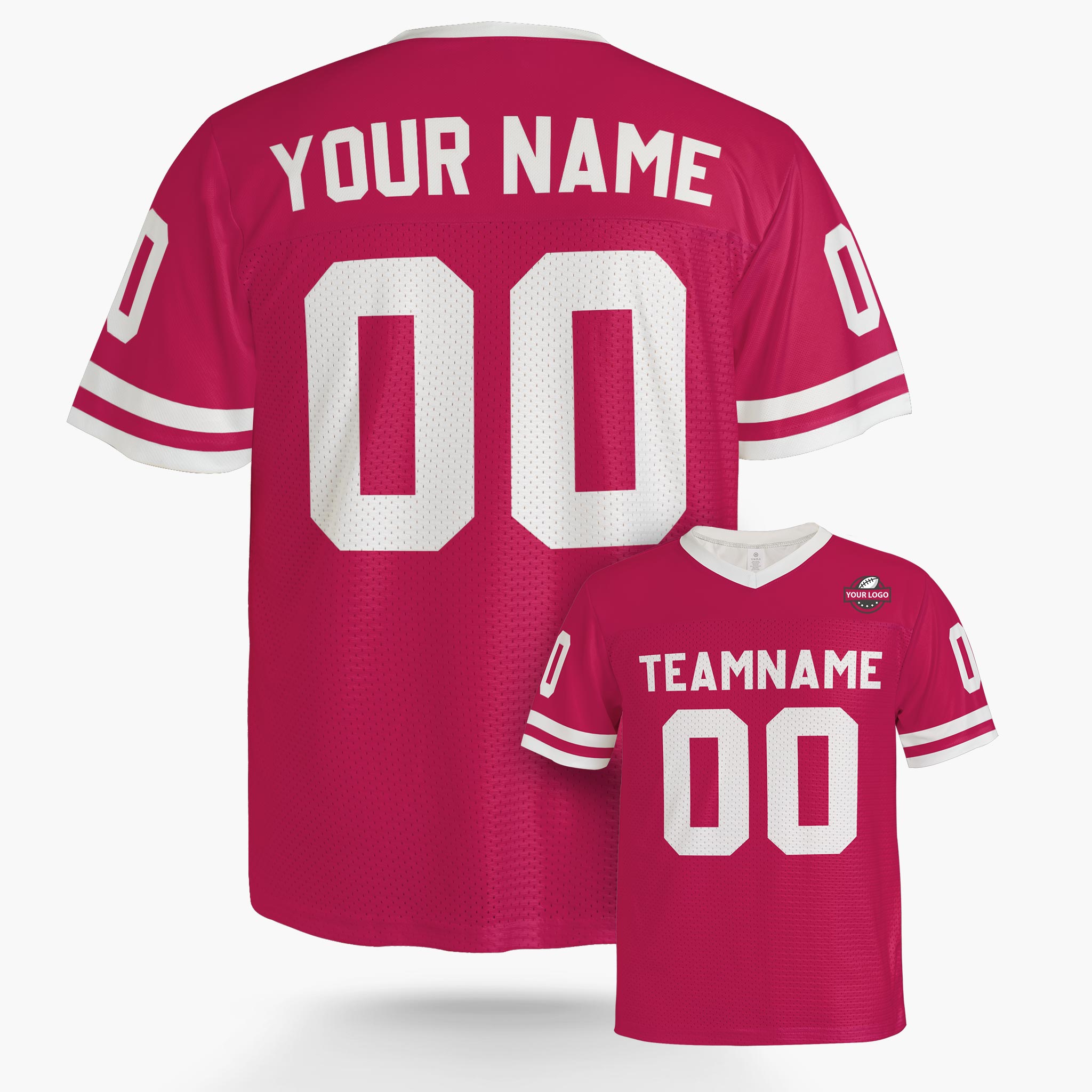 Custom Football Jersey Hot Pink and White - Design Your Own