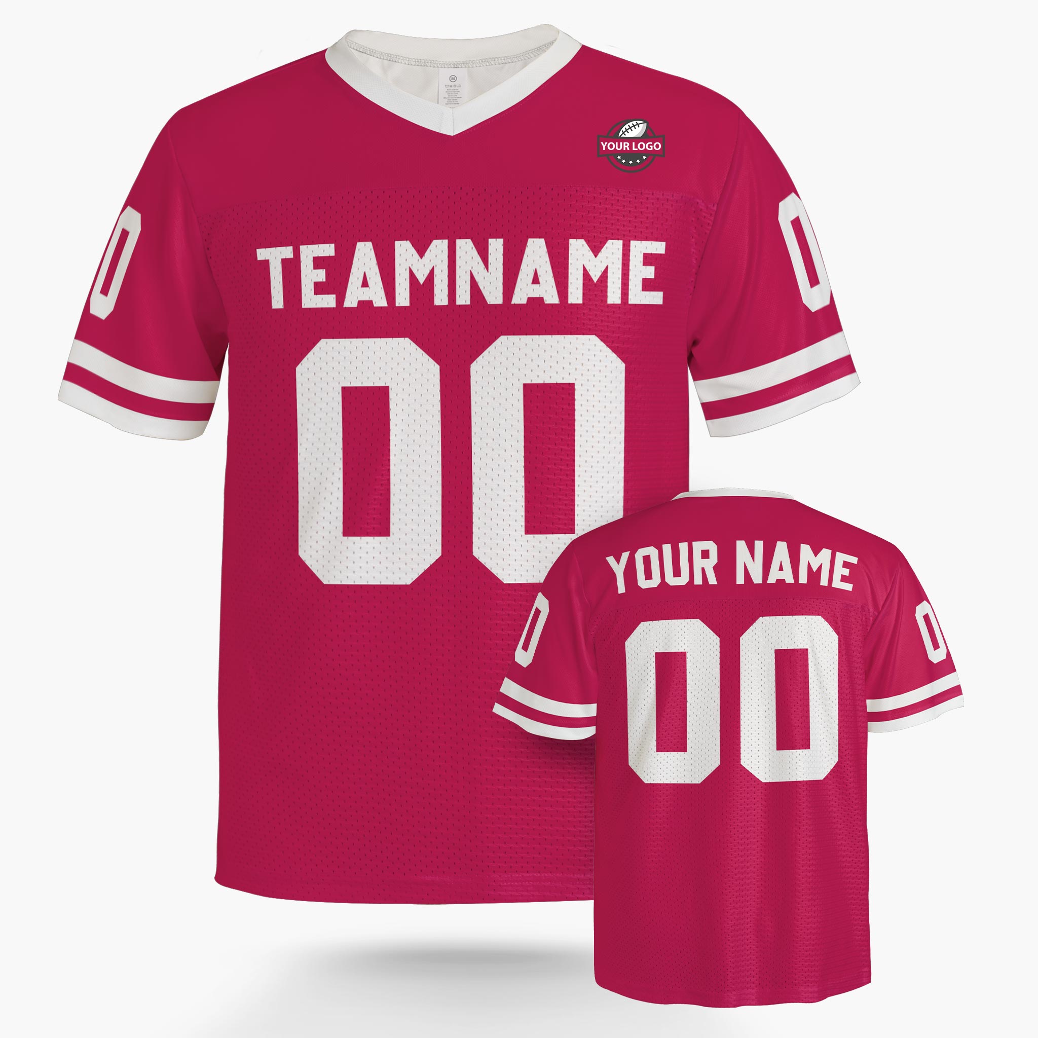 Custom Football Jersey Hot Pink and White - Design Your Own