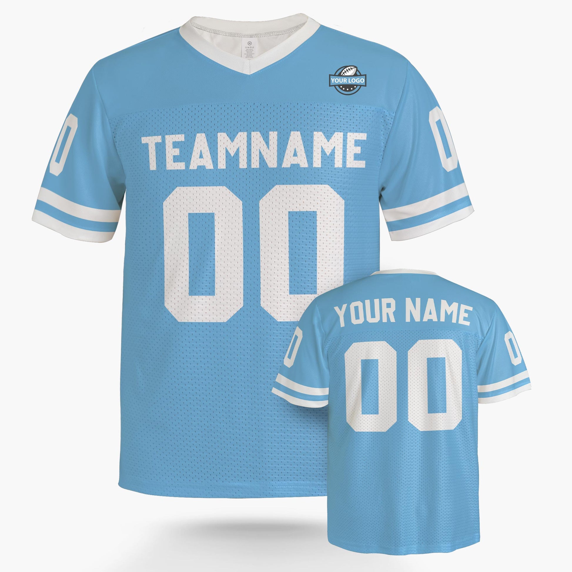 Custom Football Jersey Light Blue and White - Design Your Own
