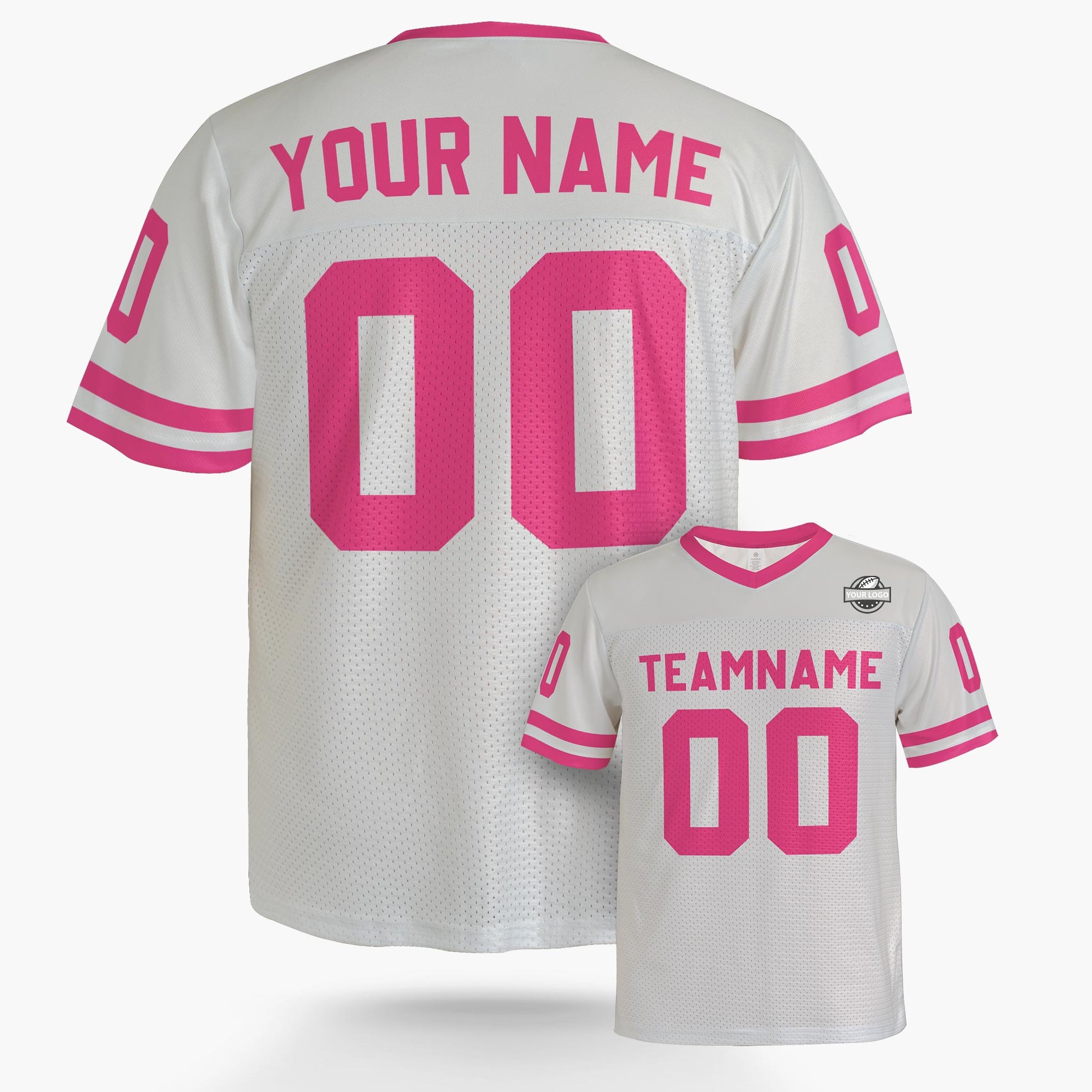 Custom Football Jersey Light Gray and Pink - Design Your Own