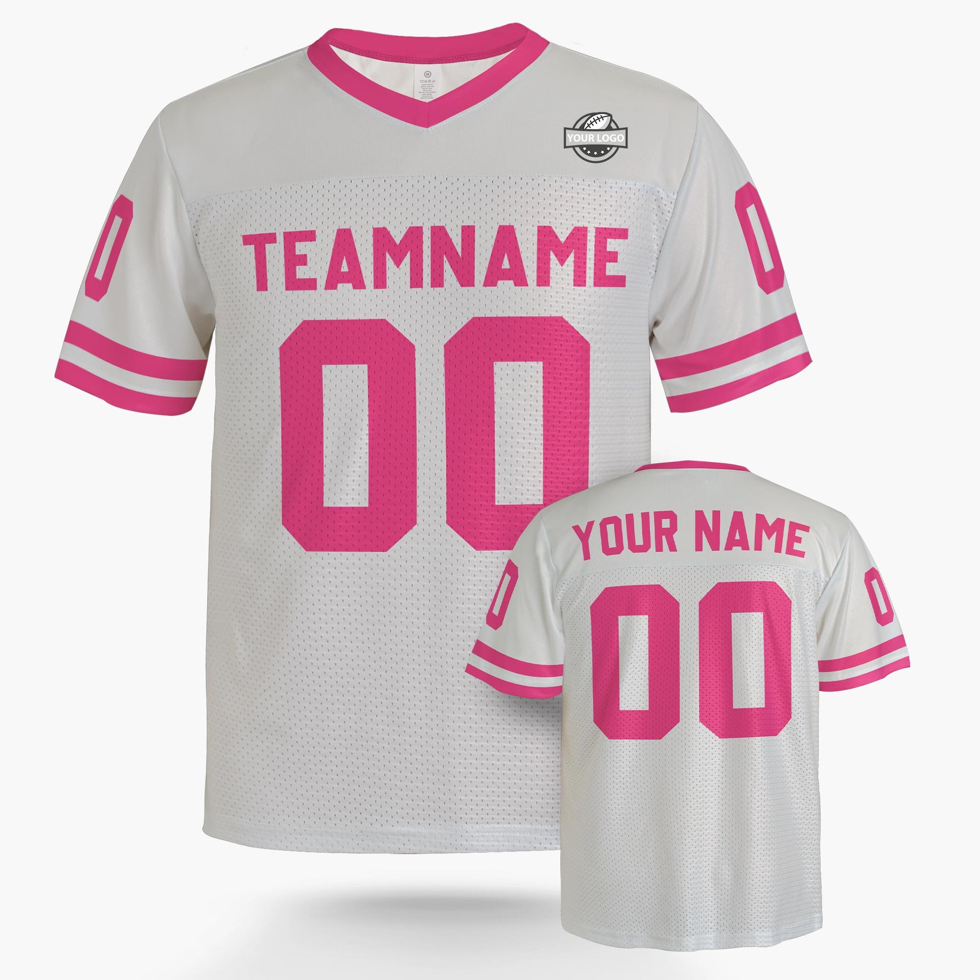 Custom Football Jersey Light Gray and Pink - Design Your Own