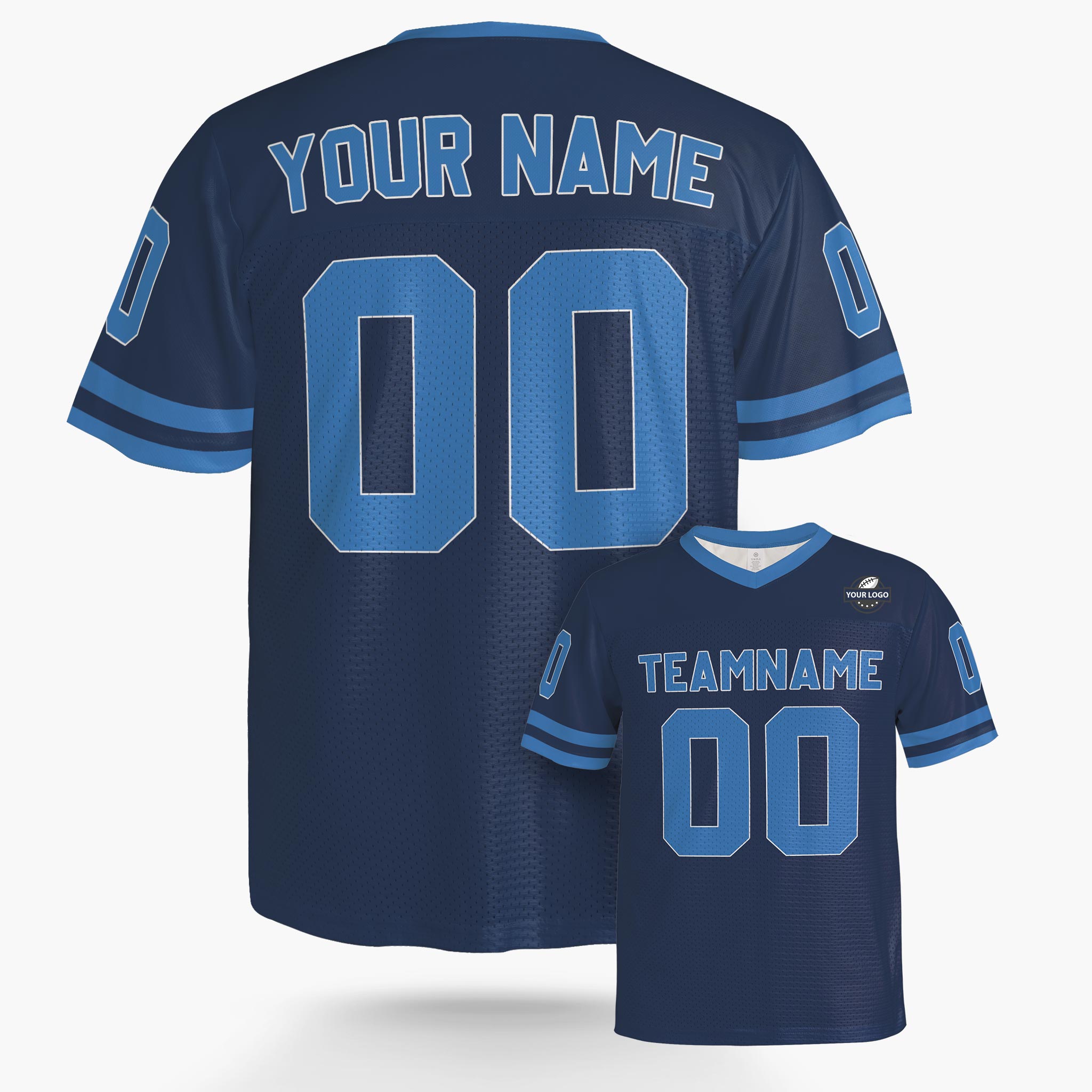 Custom Football Jersey Navy and Blue - Design Your Own