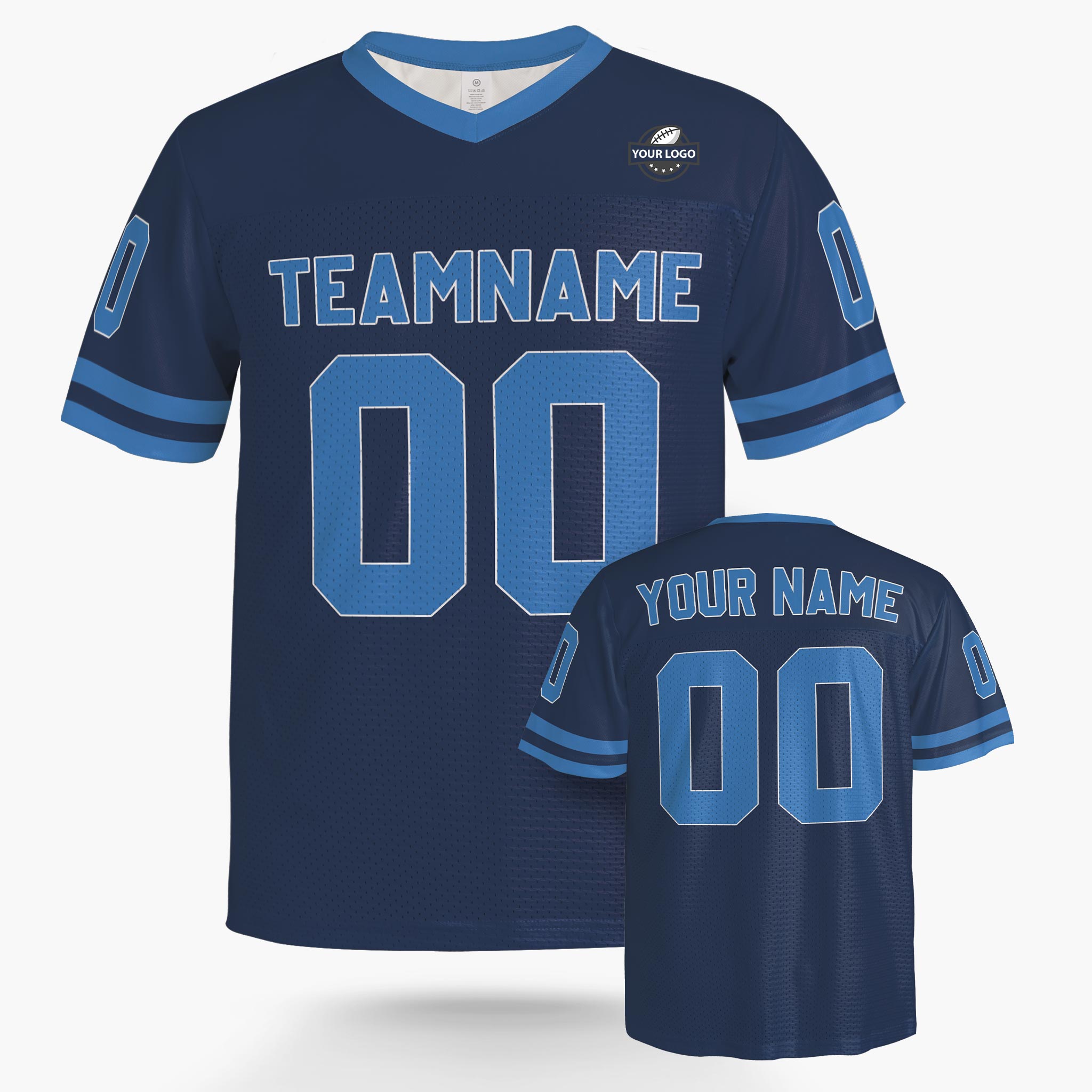 Custom Football Jersey Navy and Blue - Design Your Own