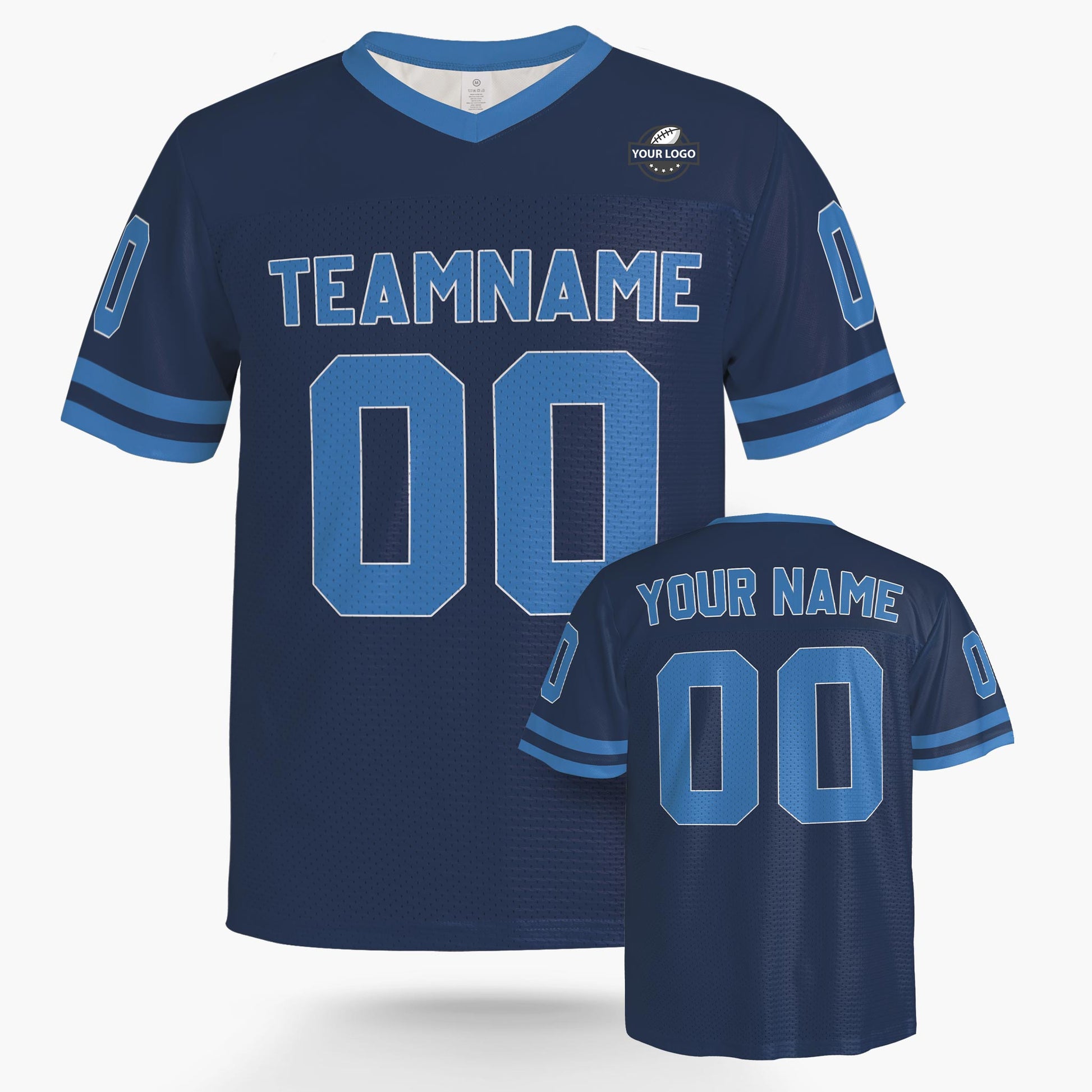 Custom Football Jersey Navy and Blue - Design Your Own