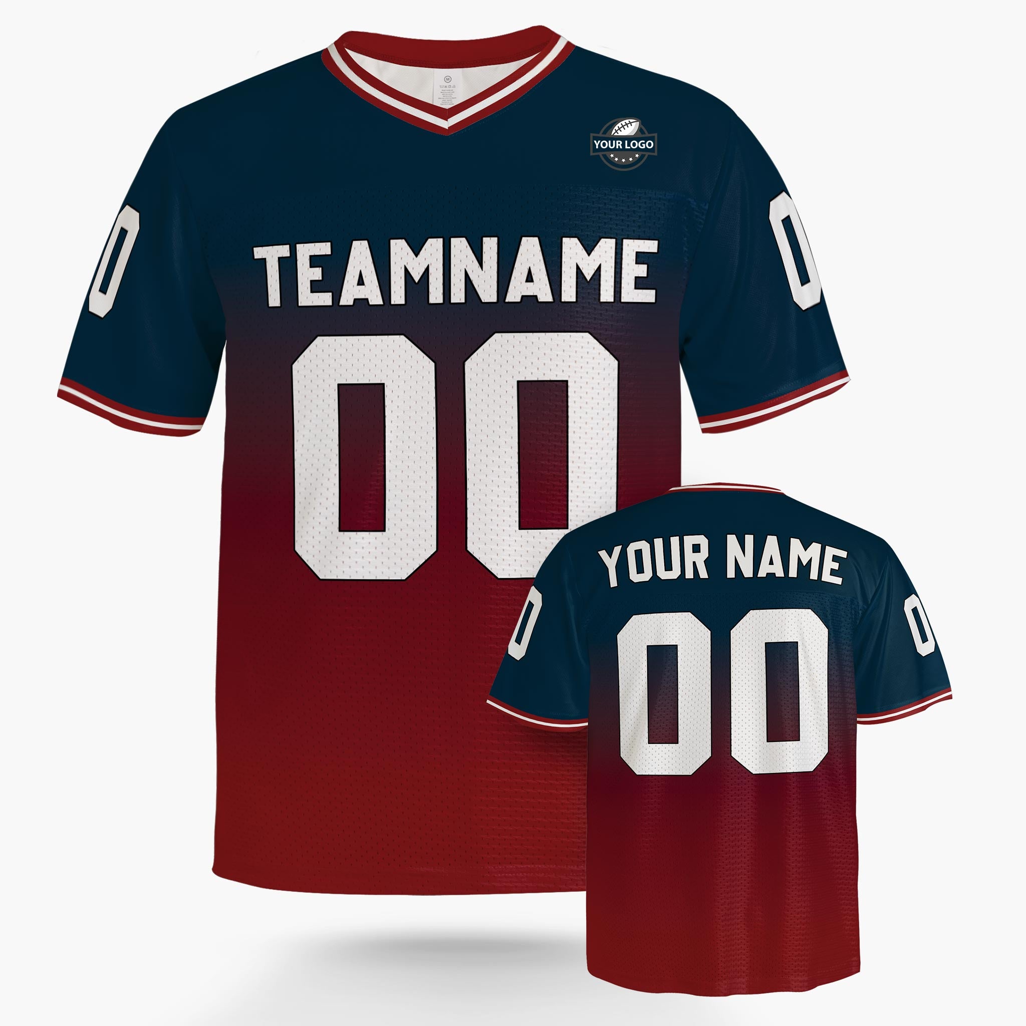 Custom Football Jersey Navy and Cherry Gradient - Design Your Own