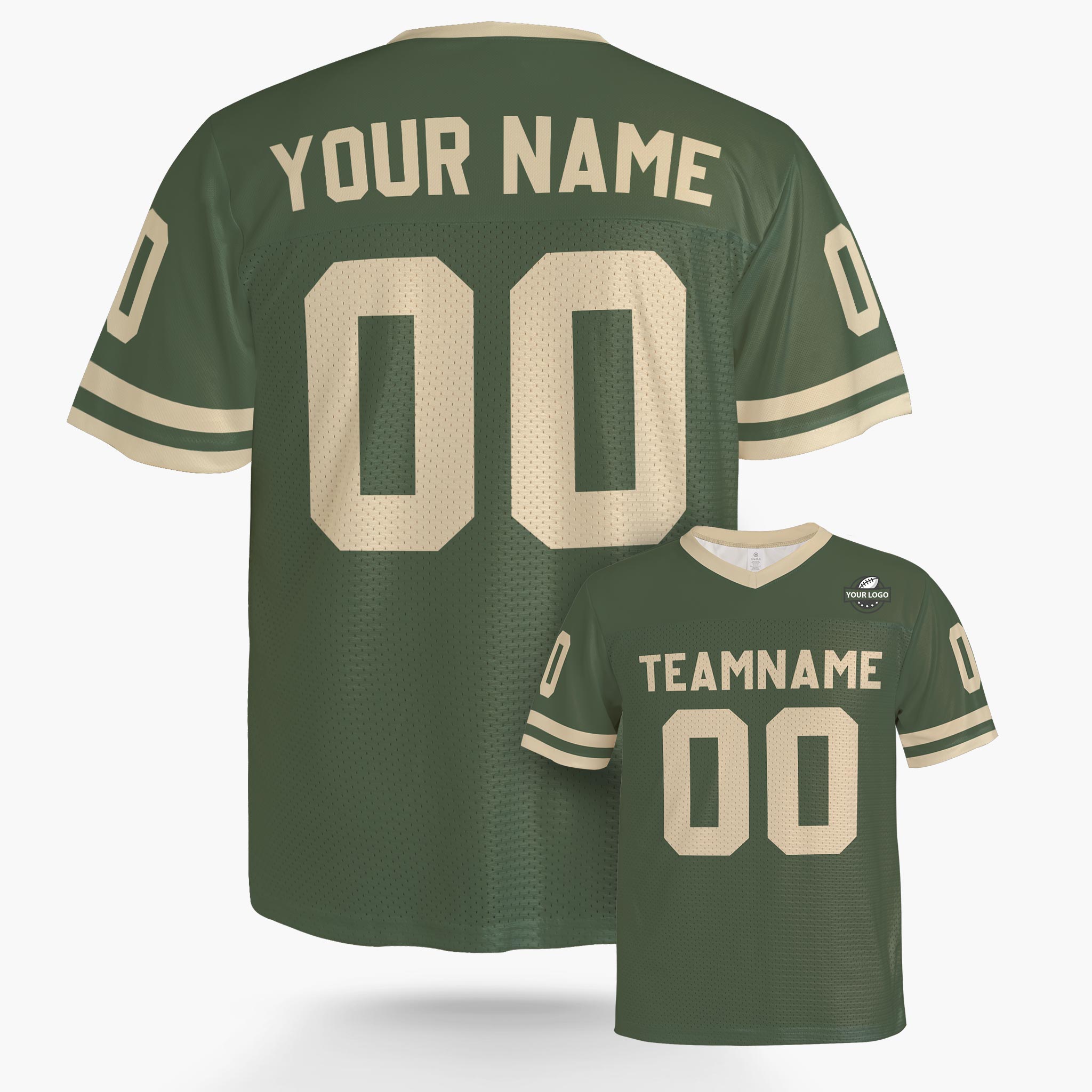 Custom Football Jersey Olive and Cream - Design Your Own