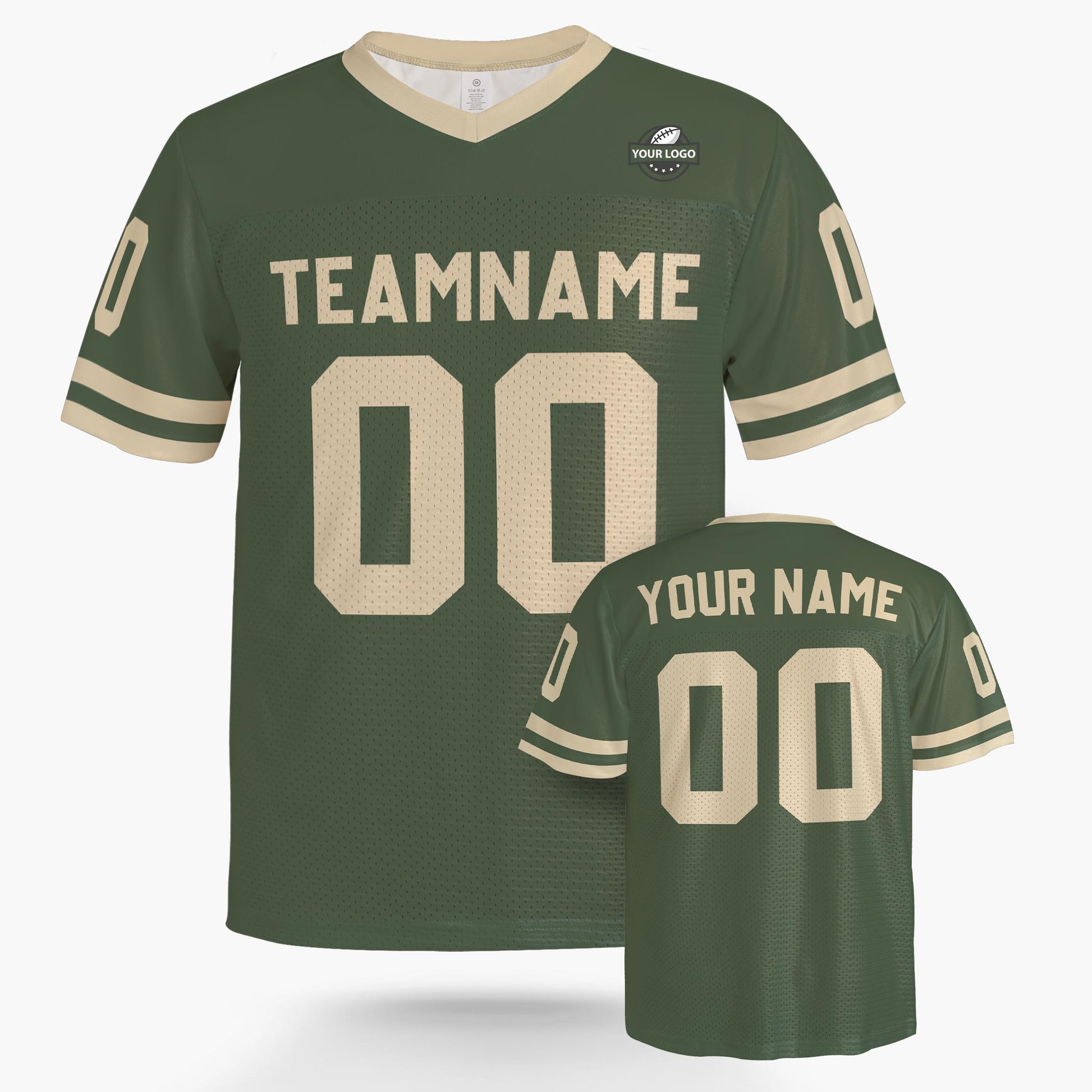 Custom Football Jersey Olive and Cream - Design Your Own