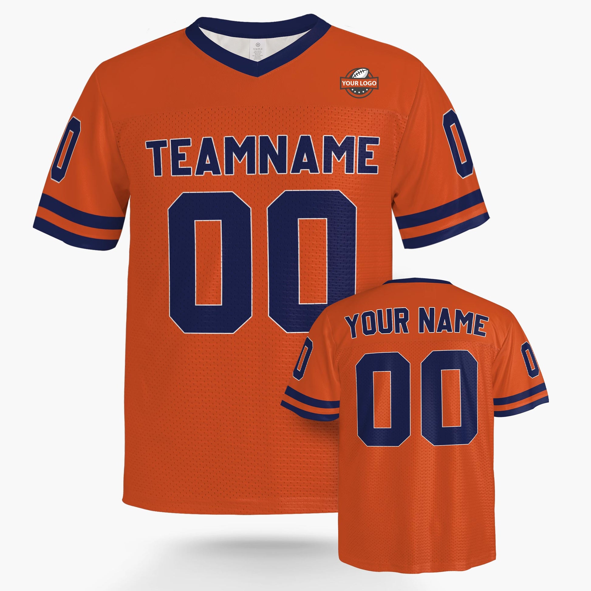Custom Football Jersey Orange and Navy - Design Your Own