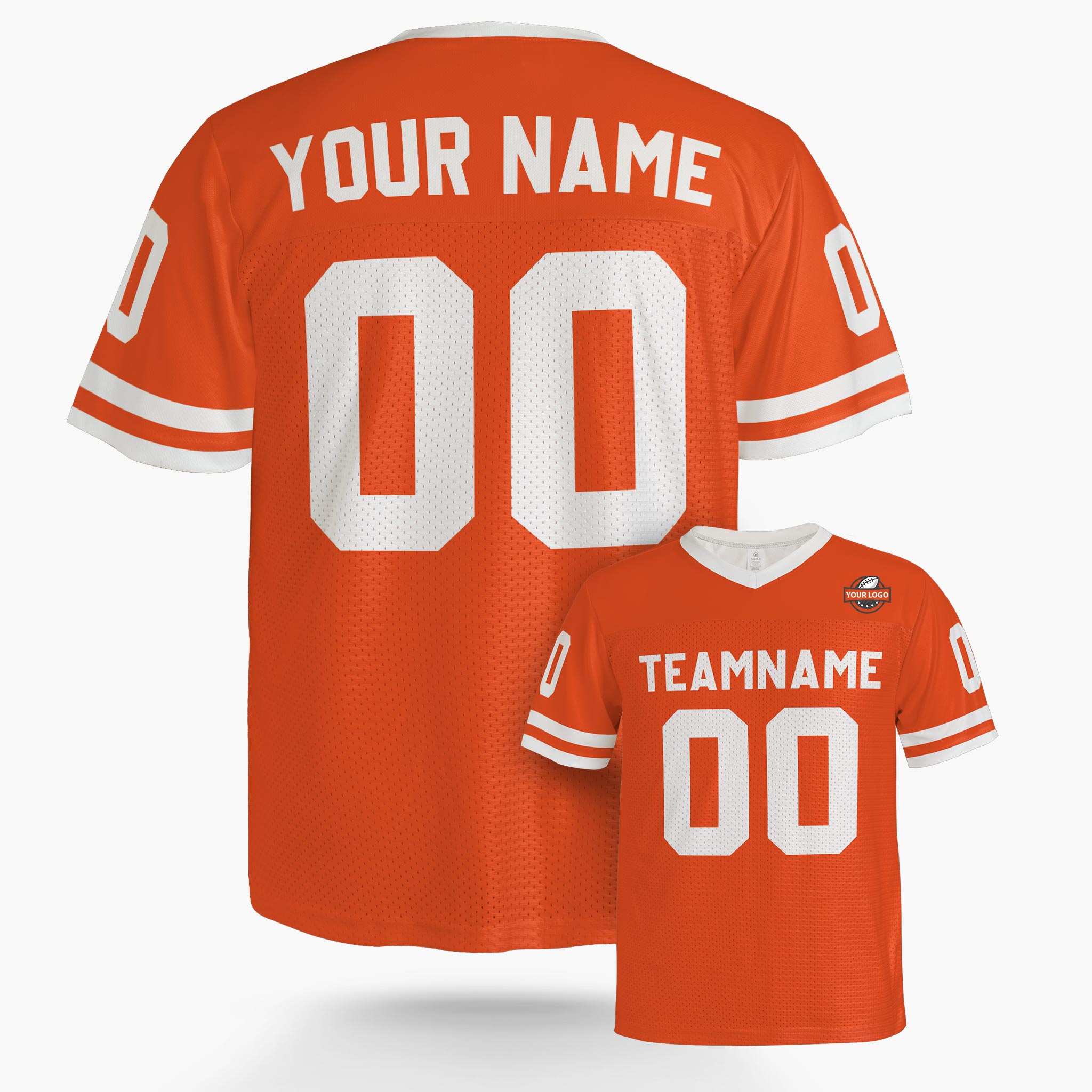 Custom Football Jersey Orange and White - Design Your Own