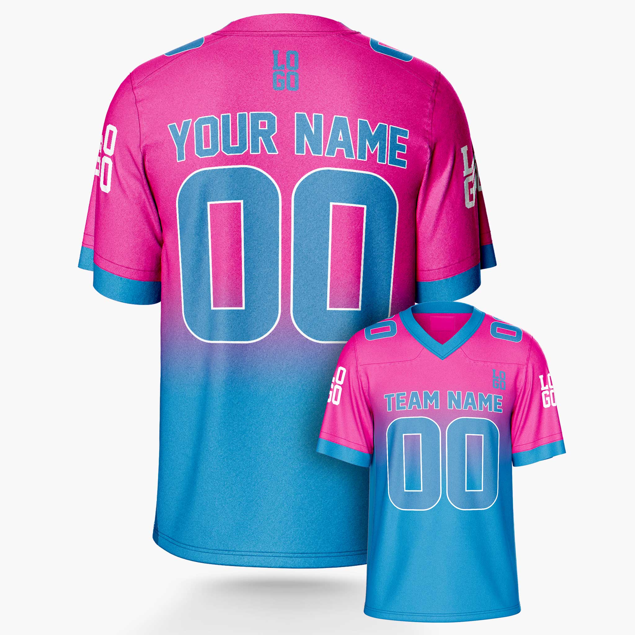Custom Football Jersey Pink and Blue - Design Your Own