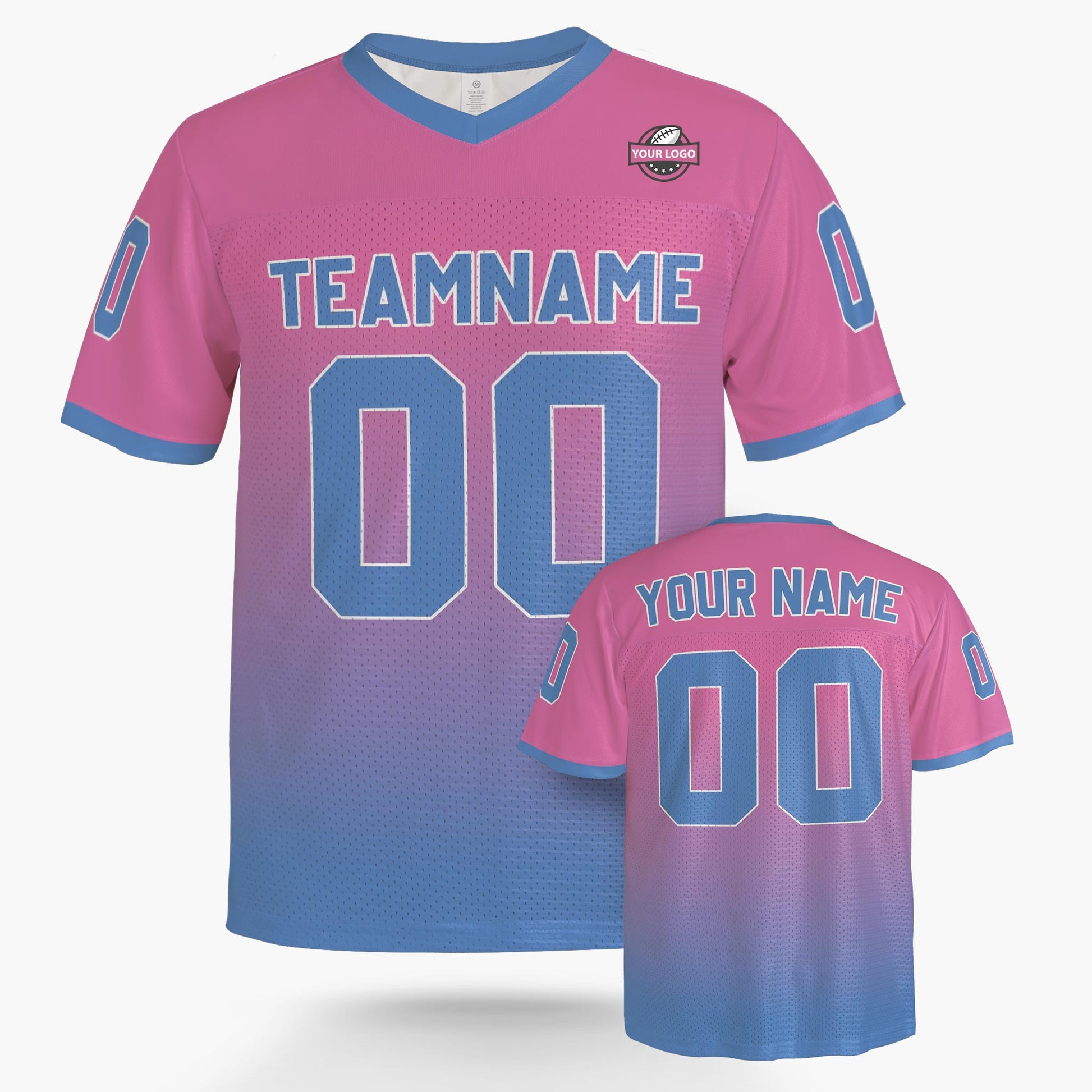 Custom Football Jersey Pink and Blue Gradient - Design Your Own