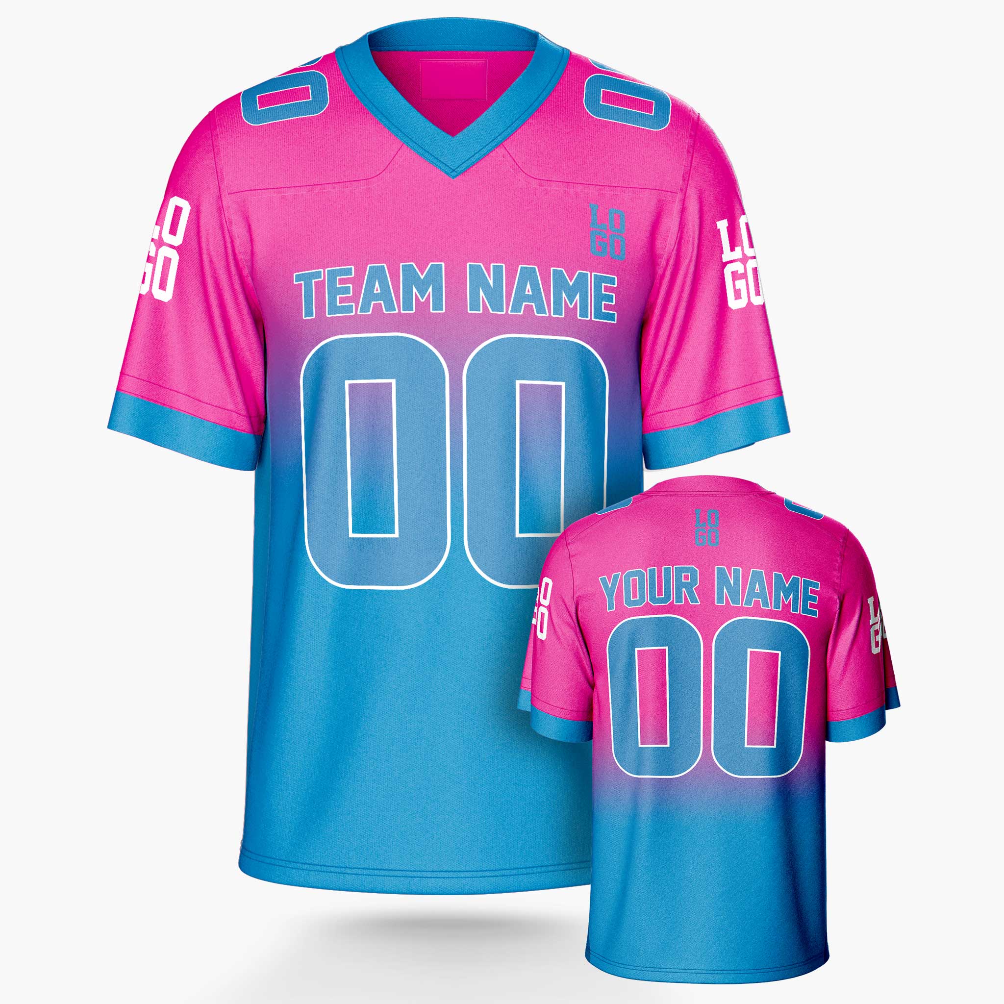 Custom Football Jersey Pink and Blue - Design Your Own