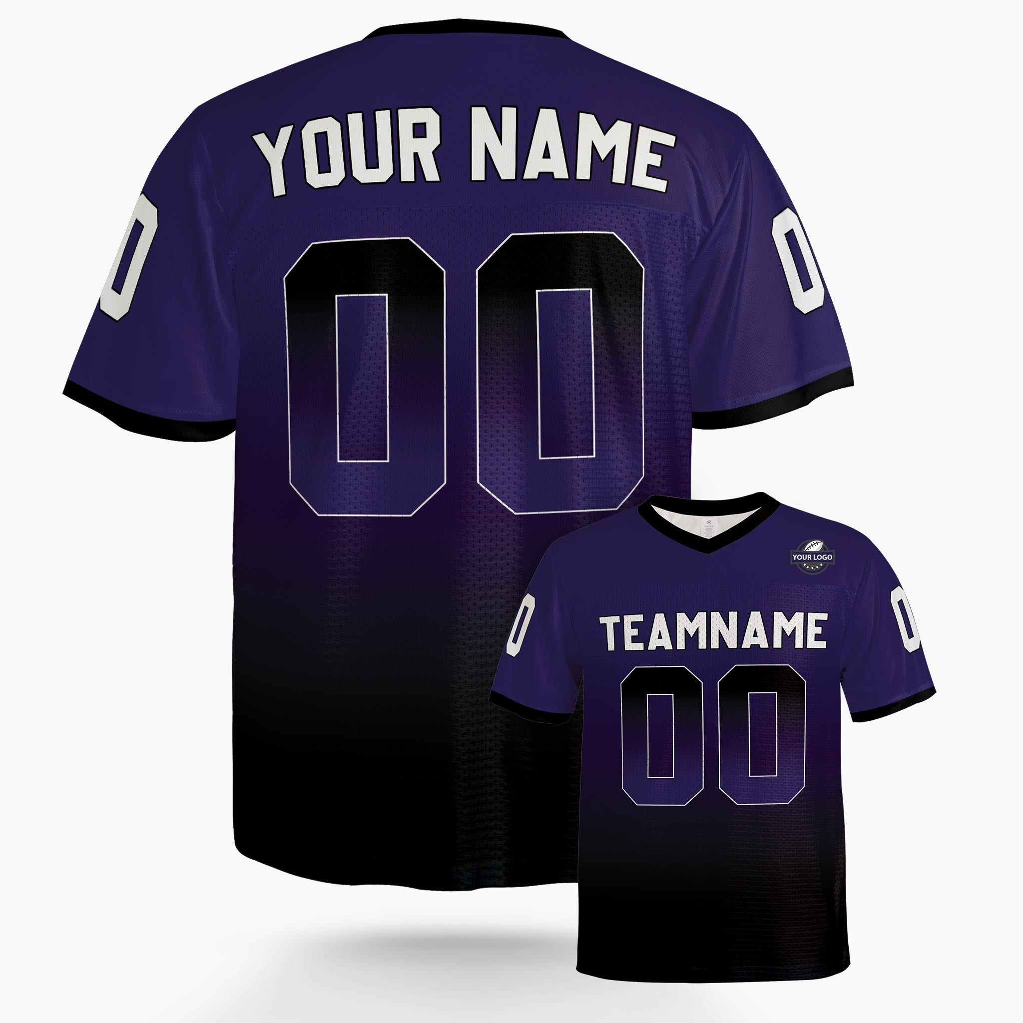 Custom Football Jersey Purple and Black Gradient - Design Your Own