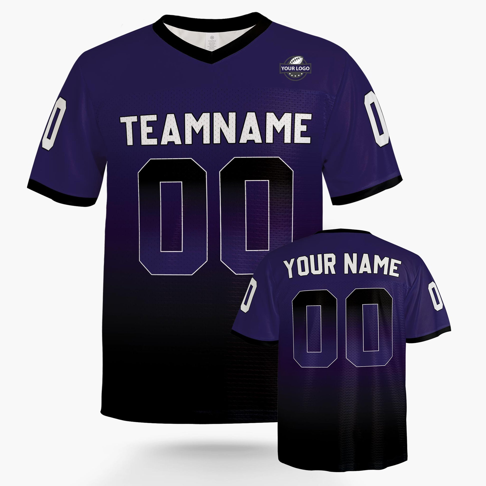 Custom Football Jersey Purple and Black Gradient - Design Your Own