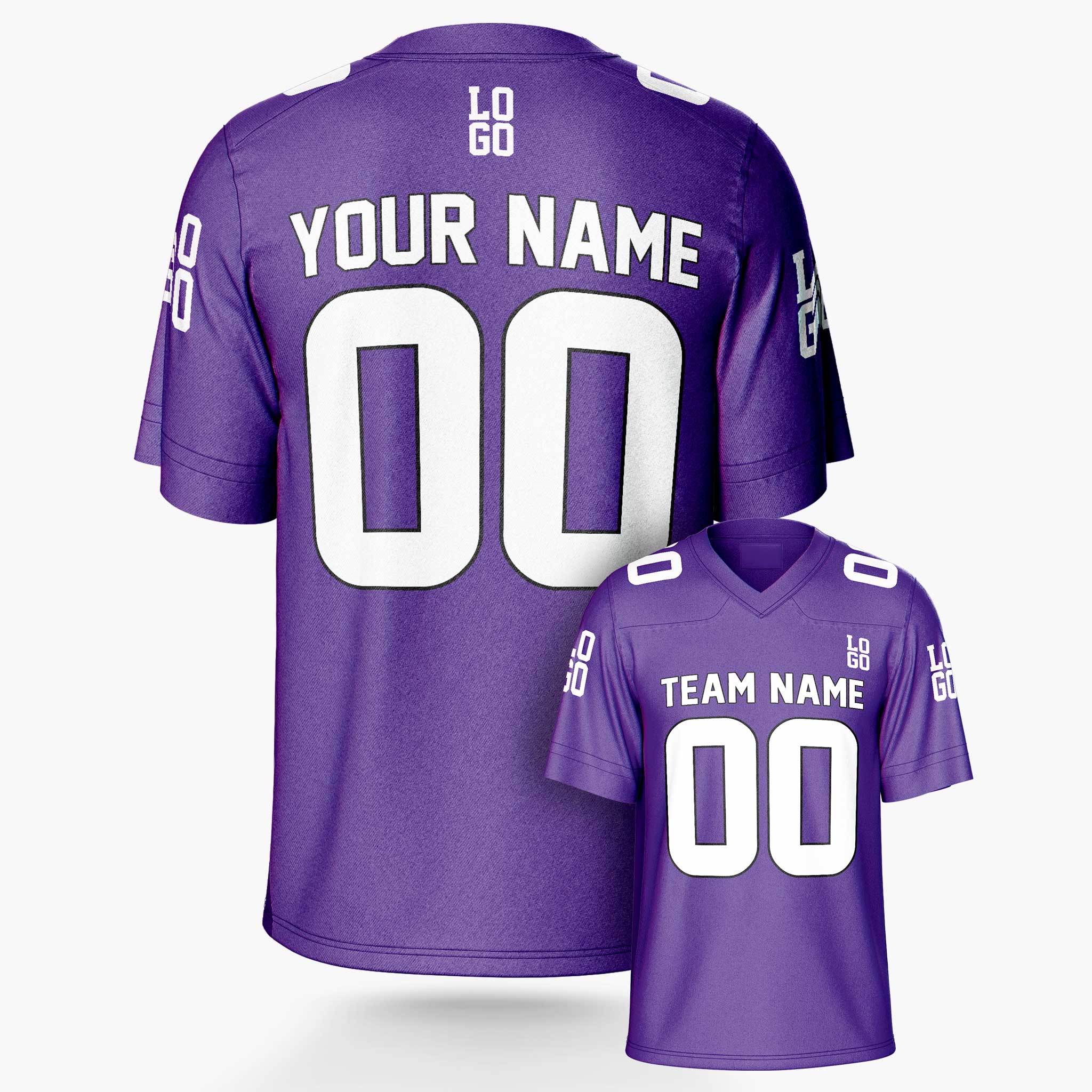 Custom Football Jersey Purple and White - Design Your Own