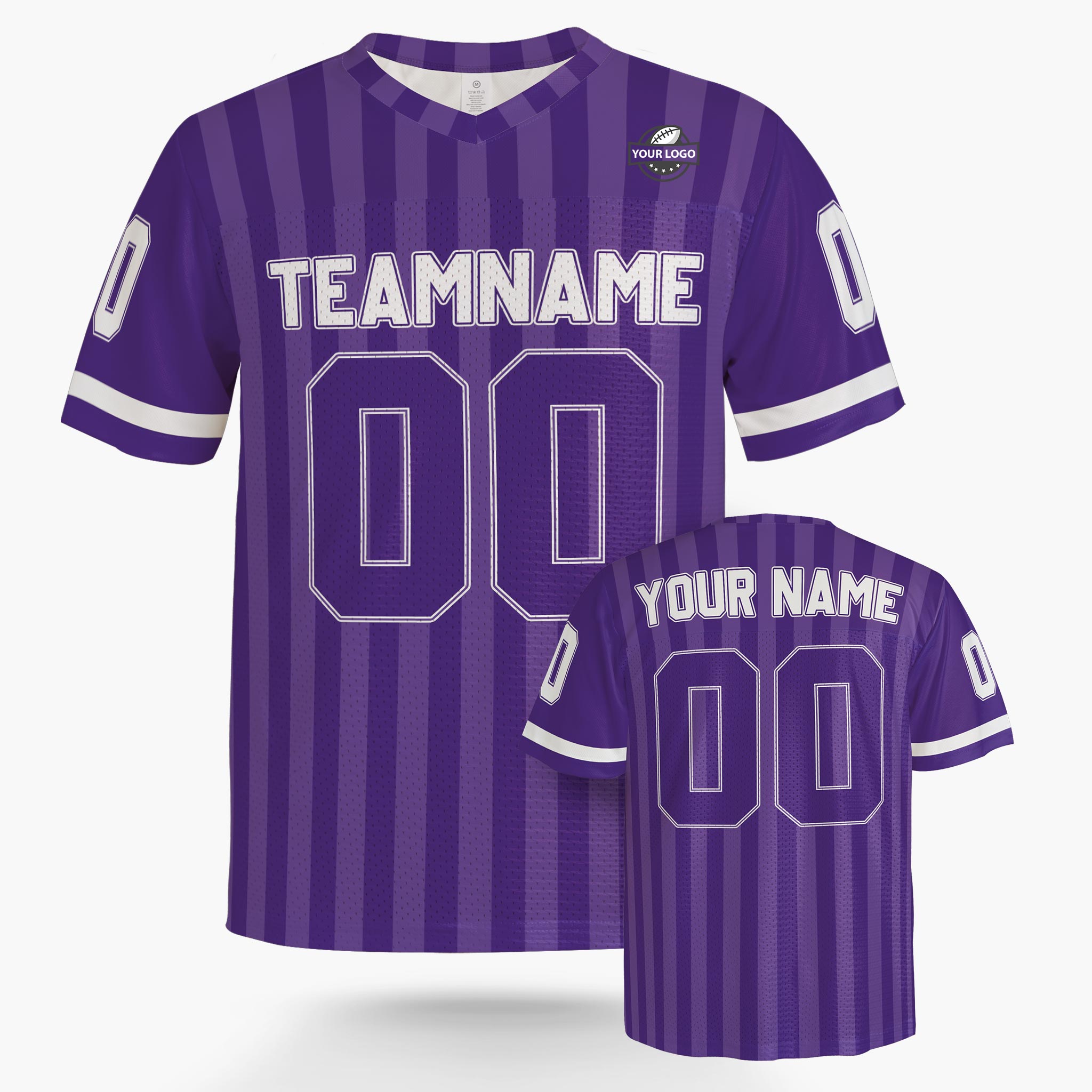 Custom Football Jersey Purple and White Striped - Design Your Own