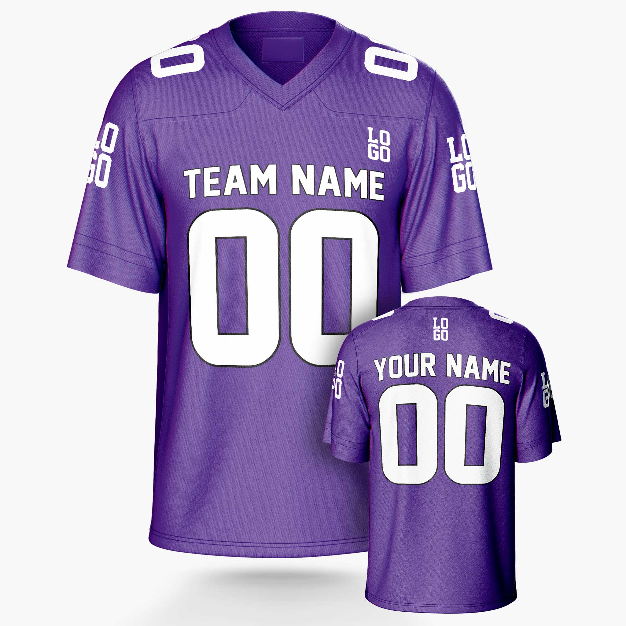 Custom Football Jersey Purple and White - Design Your Own