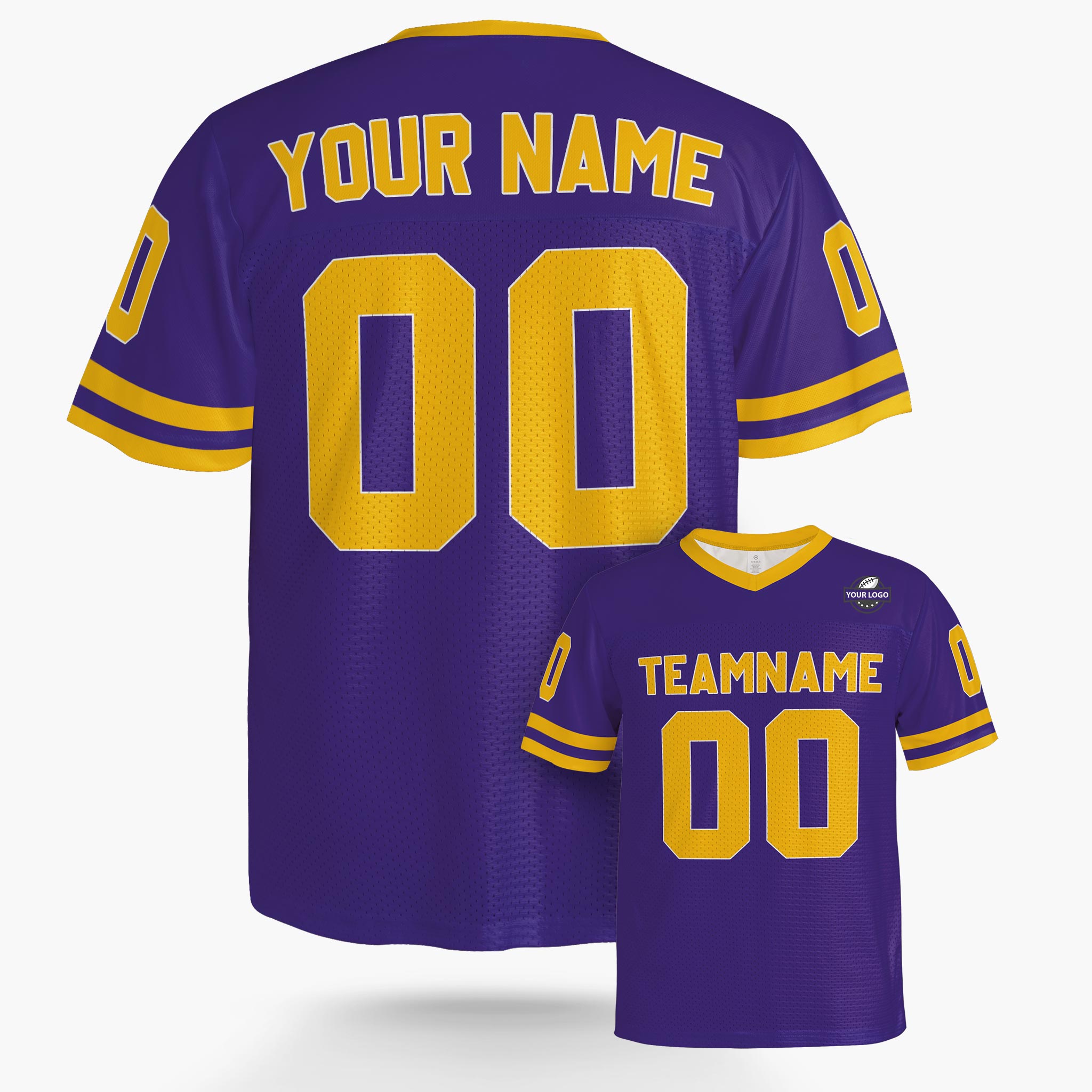 Custom Football Jersey Purple and Yellow - Design Your Own