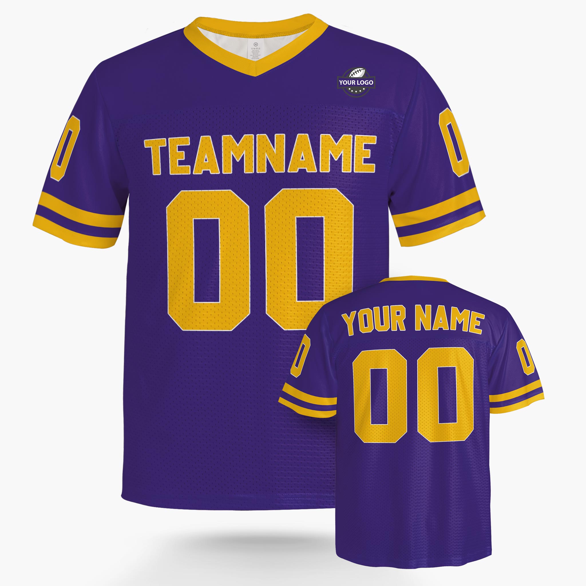 Custom Football Jersey Purple and Yellow - Design Your Own