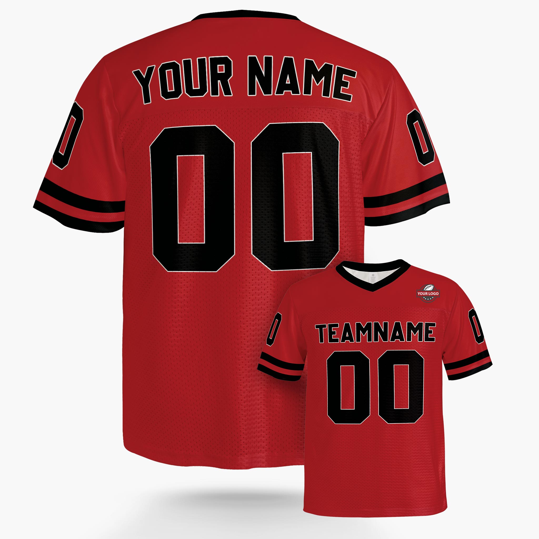 Custom Football Jersey Red and Black - Design Your Own