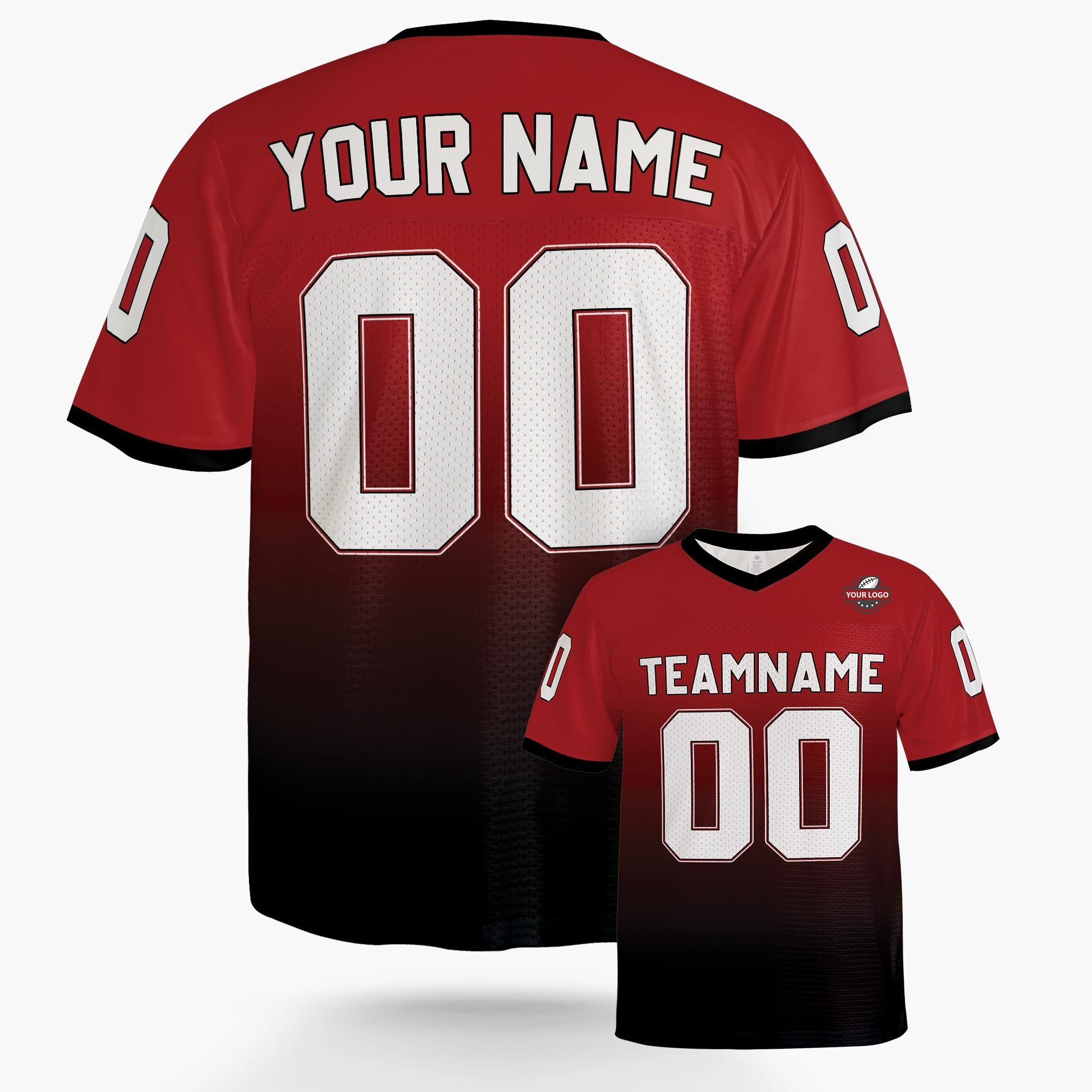 Custom Football Jersey Red and Black Gradient - Design Your Own