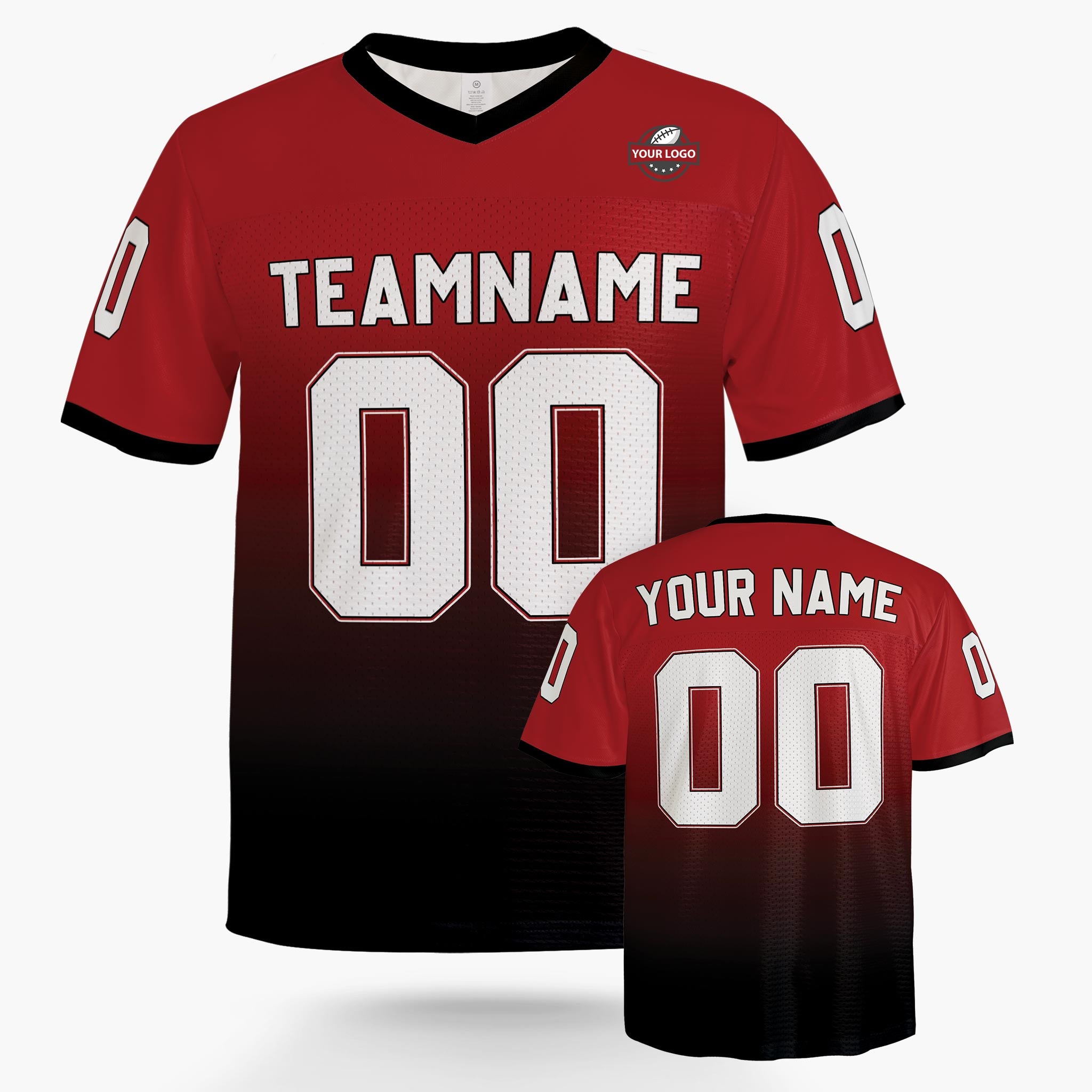 Custom Football Jersey Red and Black Gradient - Design Your Own