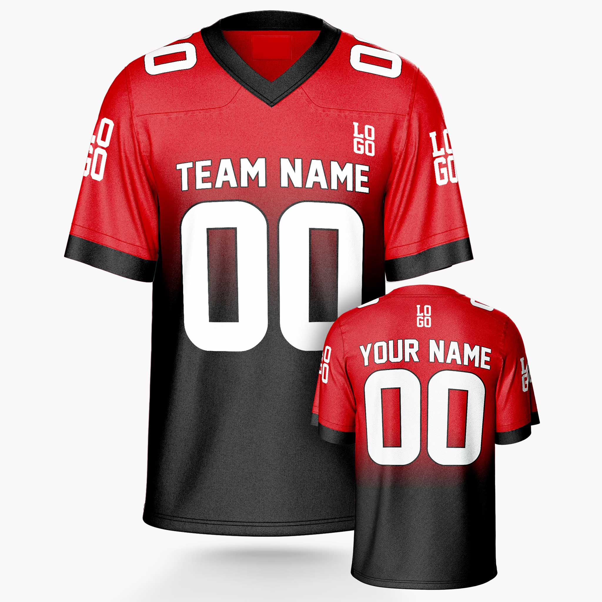 Custom Football Jersey Red Black and White - Design Your Own