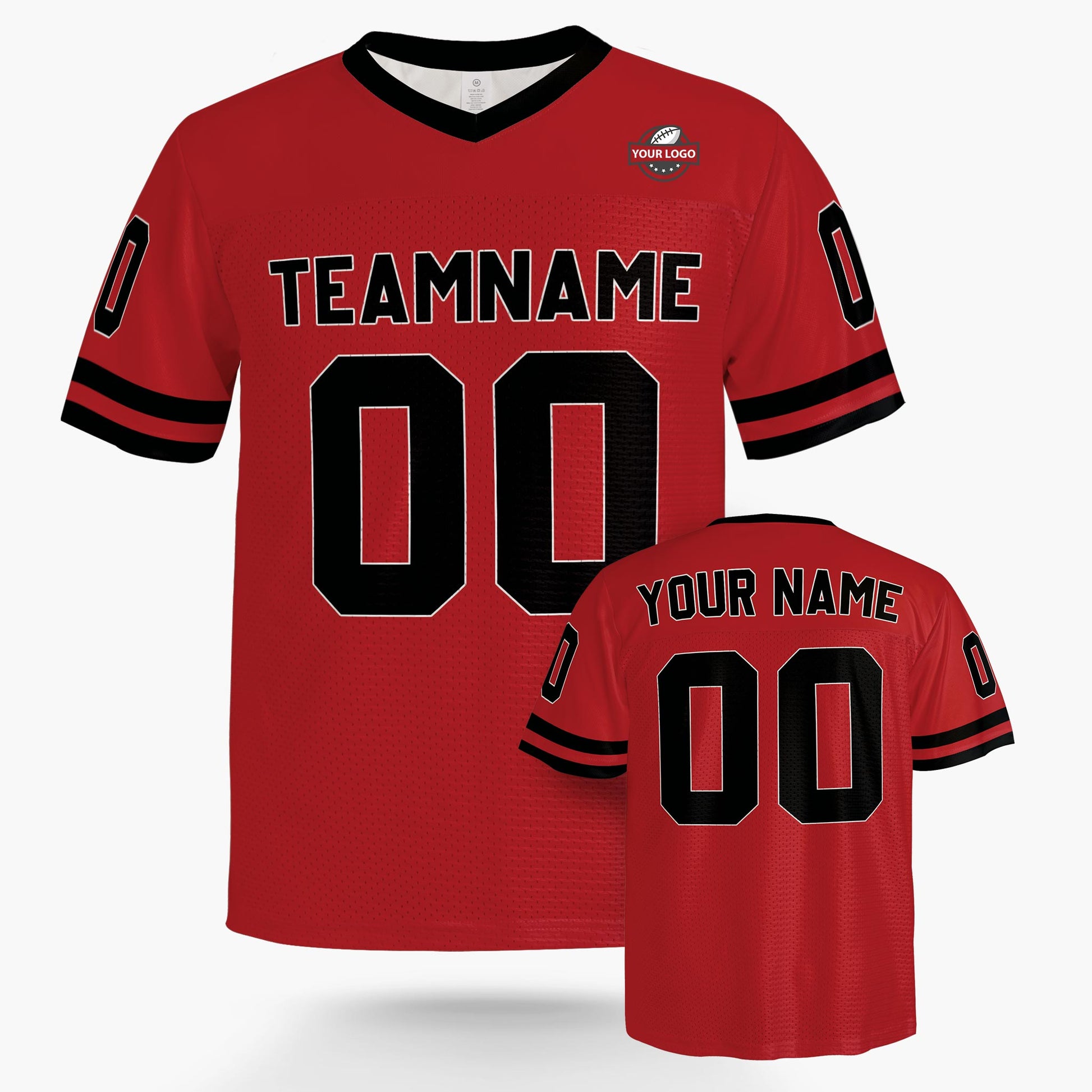 Custom Football Jersey Red and Black - Design Your Own