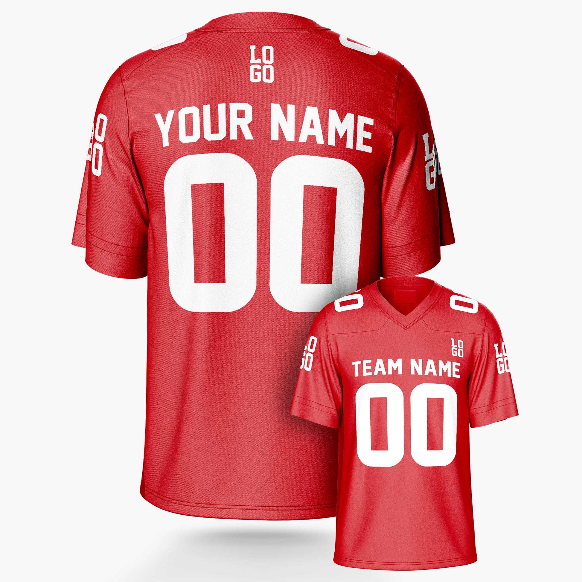 Custom Football Jersey Red and White - Design Your Own