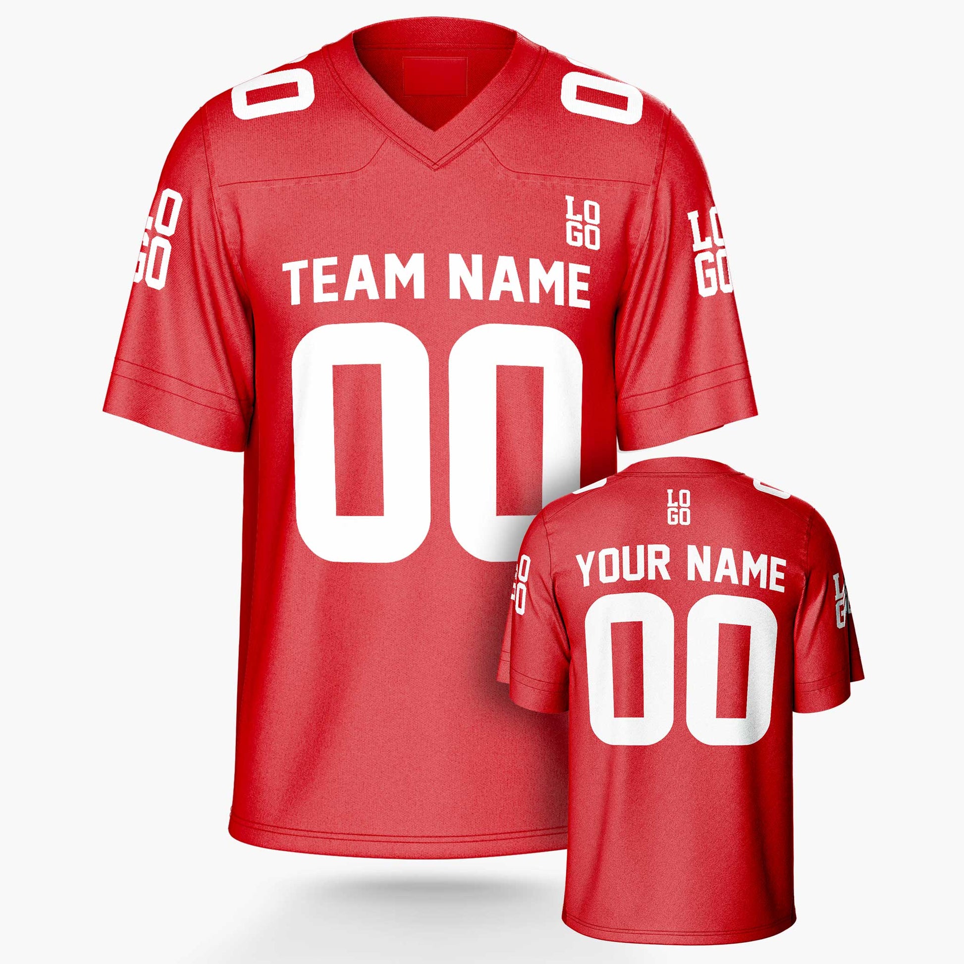 Custom Football Jersey Red and White - Design Your Own