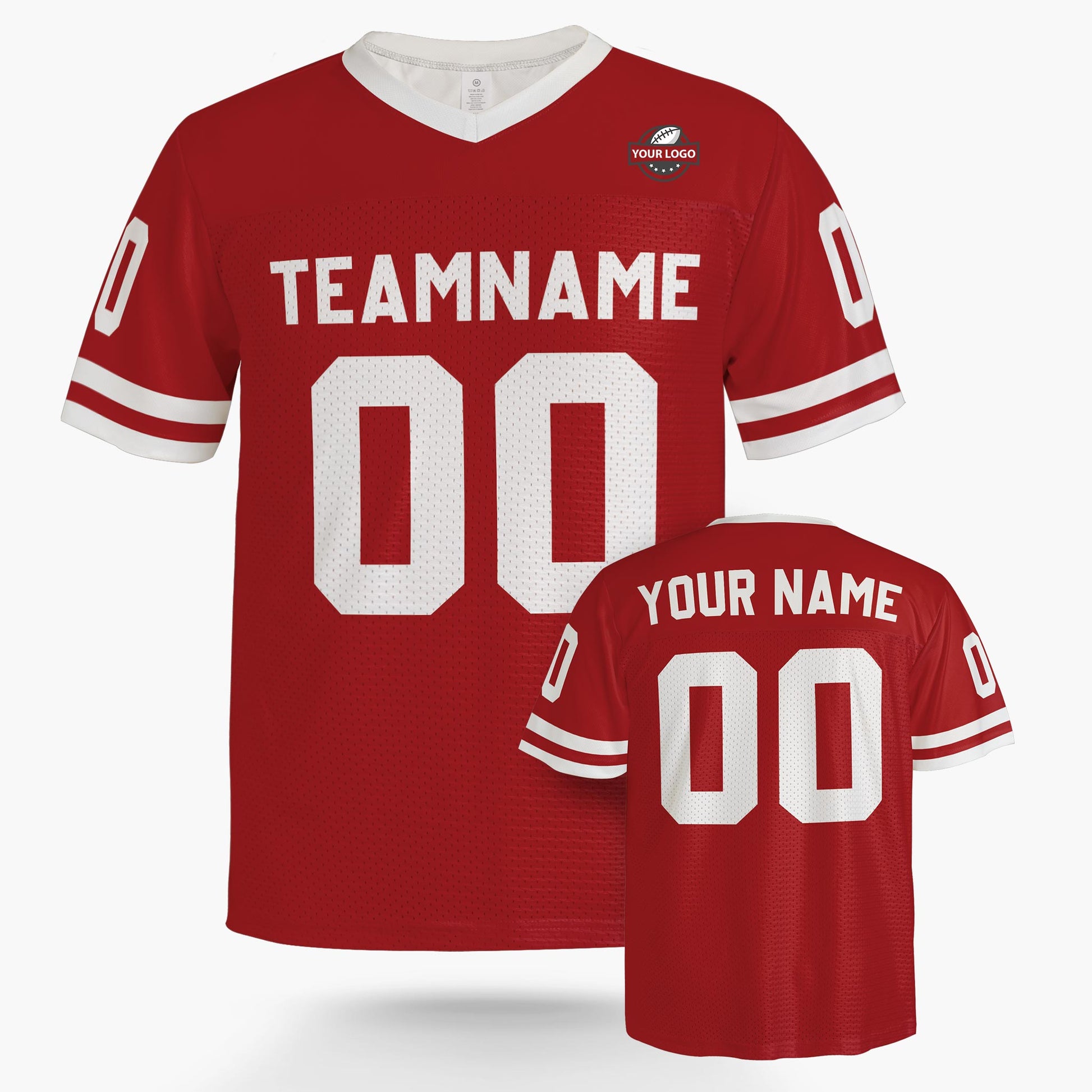 Custom Football Jersey Red and White - Design Your Own