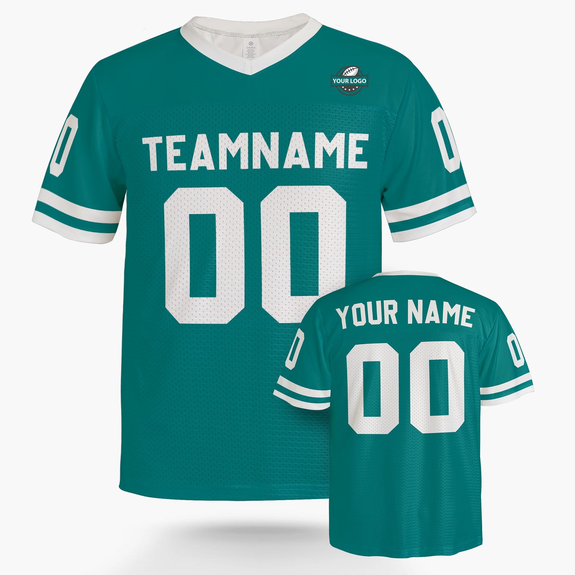 Custom Football Jersey Turquoise and White - Design Your Own