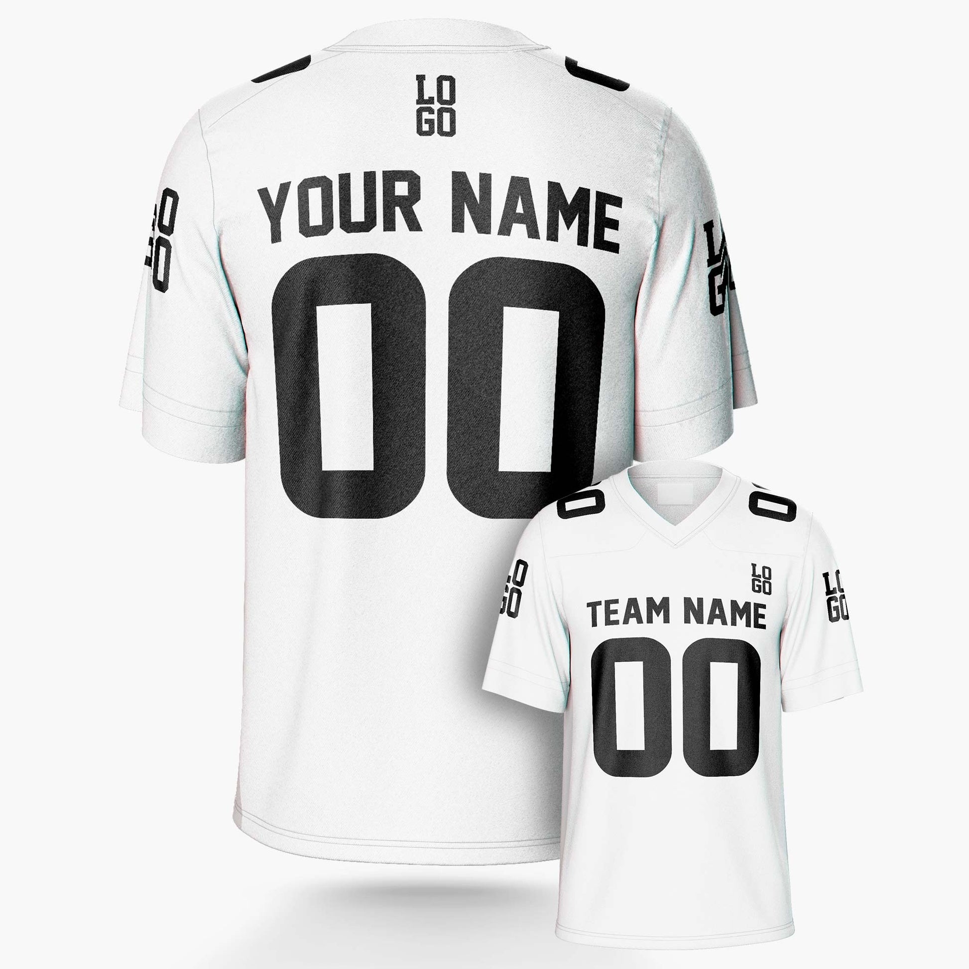 Custom Football Jersey White and Black - Design Your Own